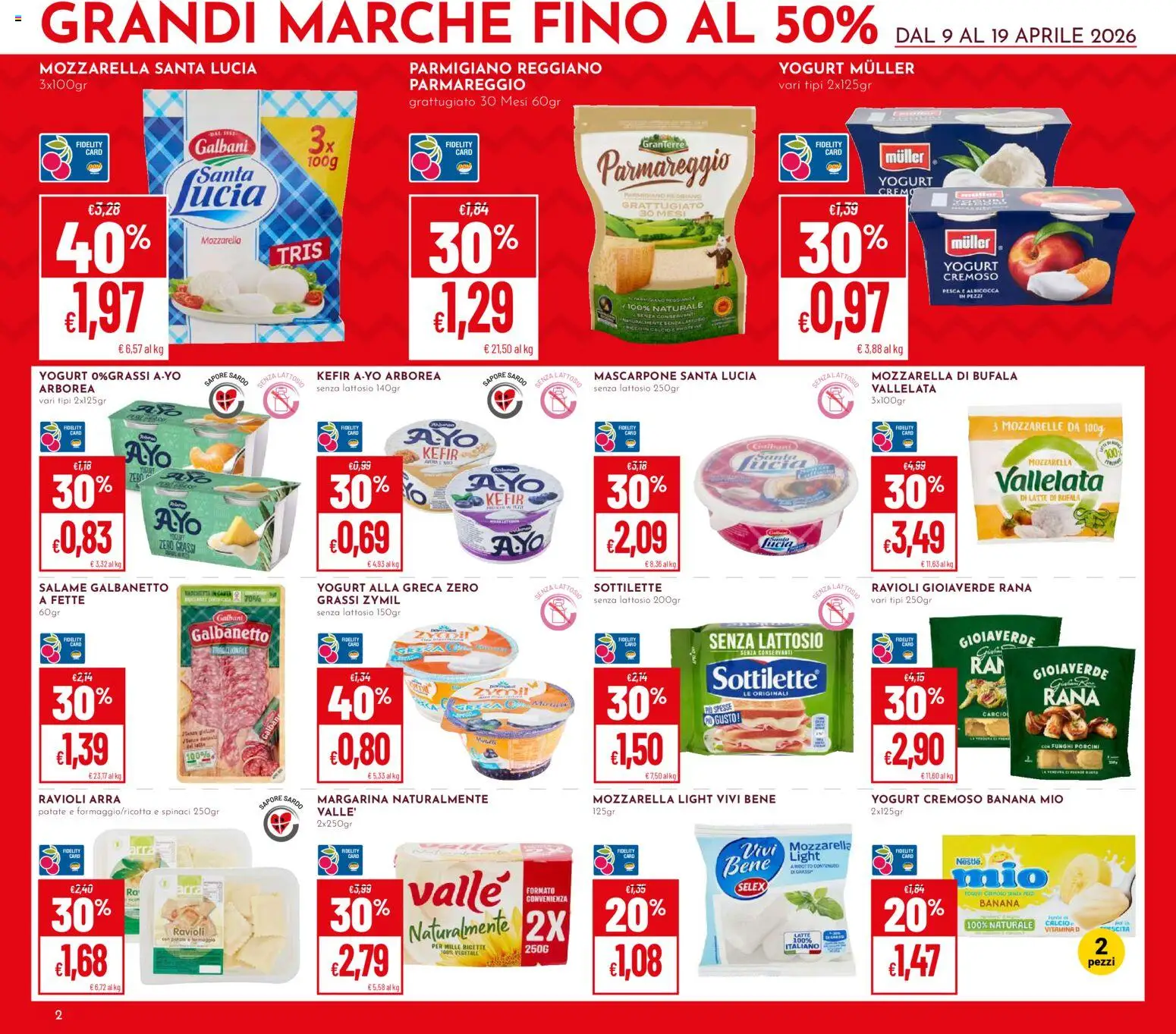 Volantino Pan del 09.04.2026 | Pagina: 2 | Prodotti: Salame, Mozzarella, Funghi, Parmigiano