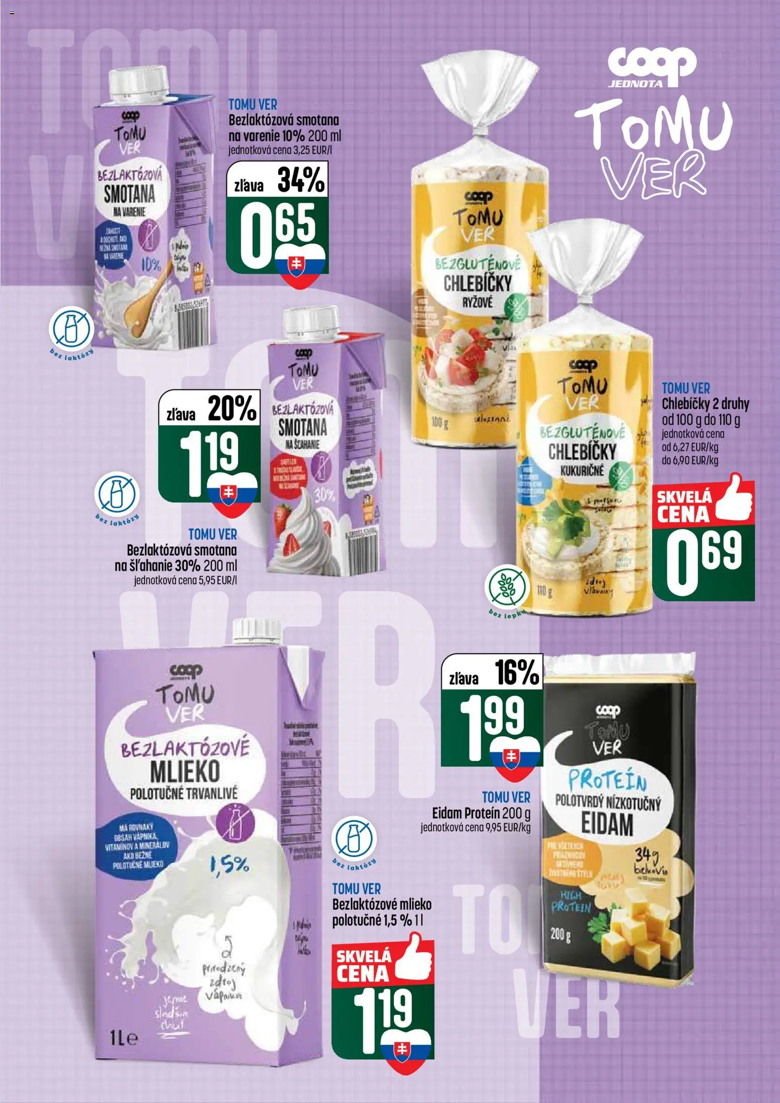Nové COOP Jednota akcie – leták je platný od 09.04.2026 | Strana: 28 | Produkty: Mlieko, Eidam, Bezlaktózové mlieko, Smotana na šľahanie