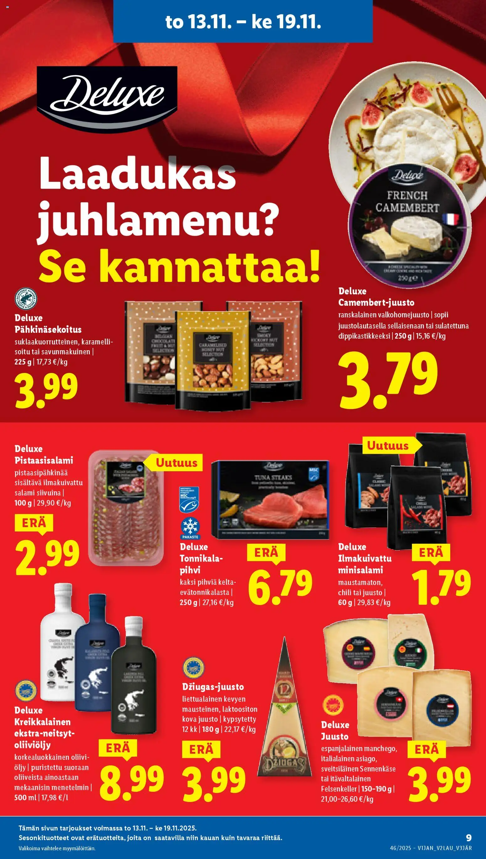 Lidl - Black Friday – voimassa 13.11.2025 alkaen | Sivu: 11 | Tuotteet: Oliiviöljy, Chili, Juusto, Öljy