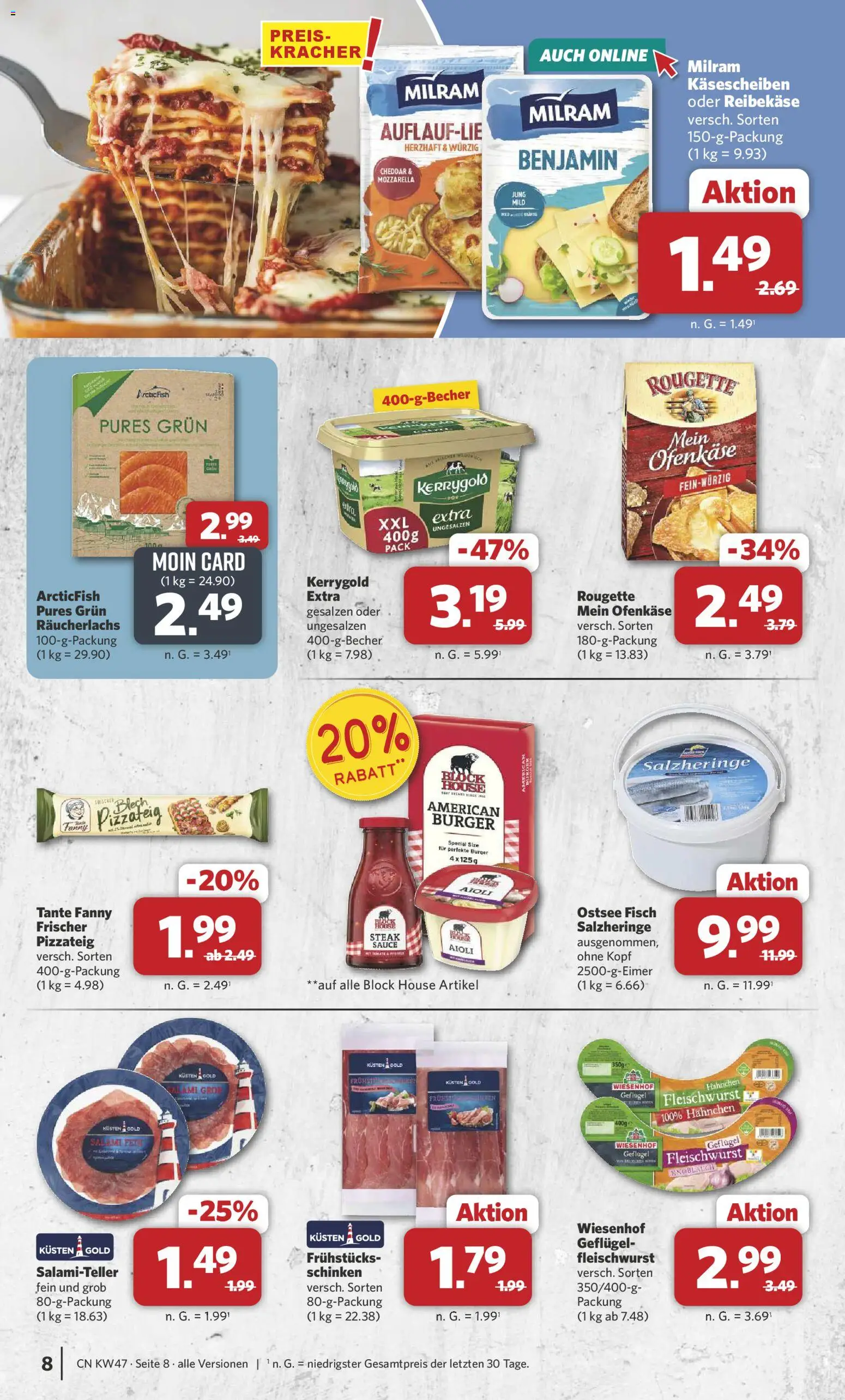 Combi Prospekt 	 – gültig ab 17.11.2025 | Seite: 8 | Produkte: Fisch, Schinken, Steak, Reibekase