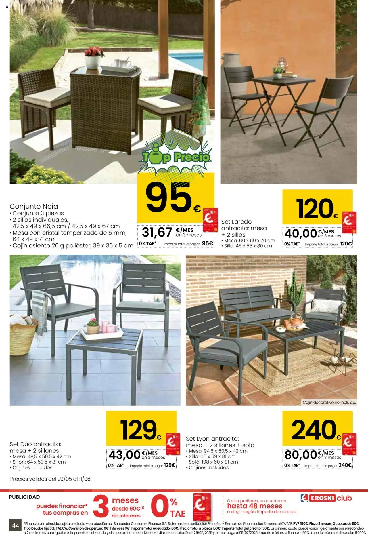 Eroski folleto │ válido desde el 29.05.2025 | Página: 44 | Productos: Cojín, Sofá, Sillón, Mesa