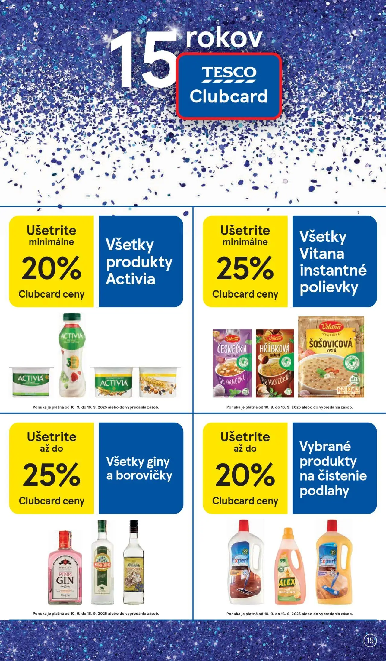 Nové Tesco akcie – leták je platný od 10.09.2025 | Strana: 15 | Produkty: Koniferum, Gin