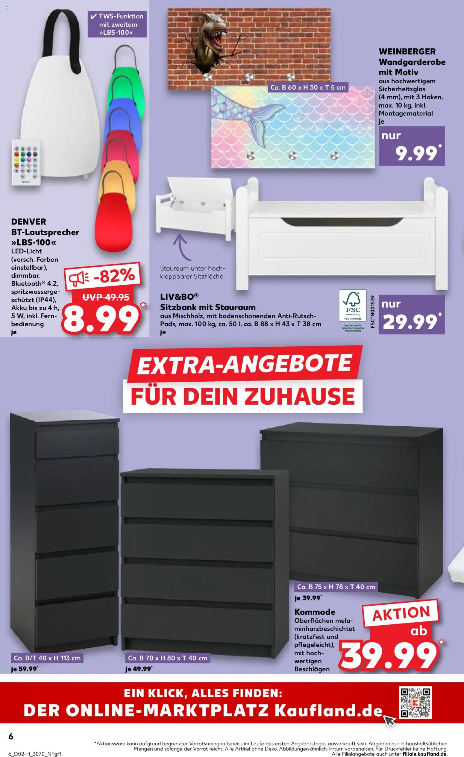 Kaufland prospekt Leipzig	 – gültig ab 08.01.2026 | Seite: 6 | Produkte: Sitzbank, Kommode, Wandgarderobe
