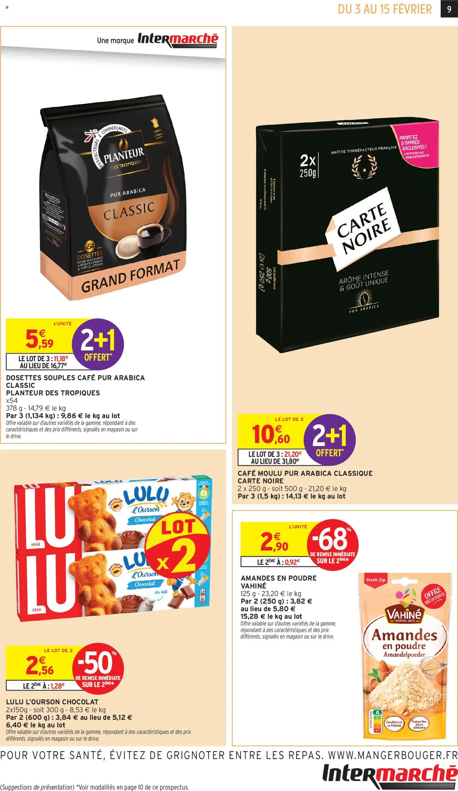 {H1} | Page: 9 | Produits: Amandes en poudre, Farine, Café, Amandes