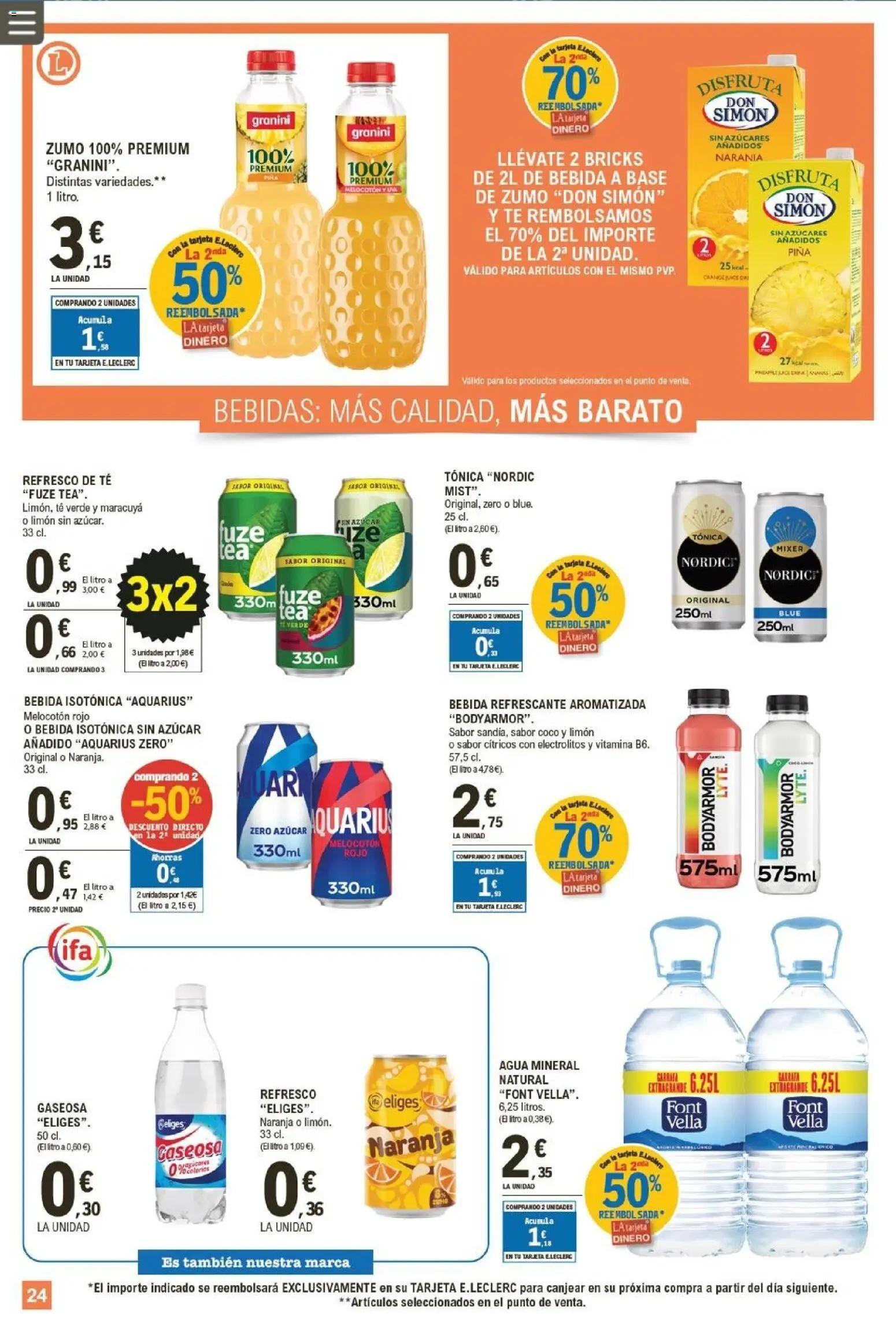 E.Leclerc folleto │ válido desde el 04.02.2026 | Página: 24 | Productos: Τυρόπιτα, Piña, Melocotón rojo, Agua mineral