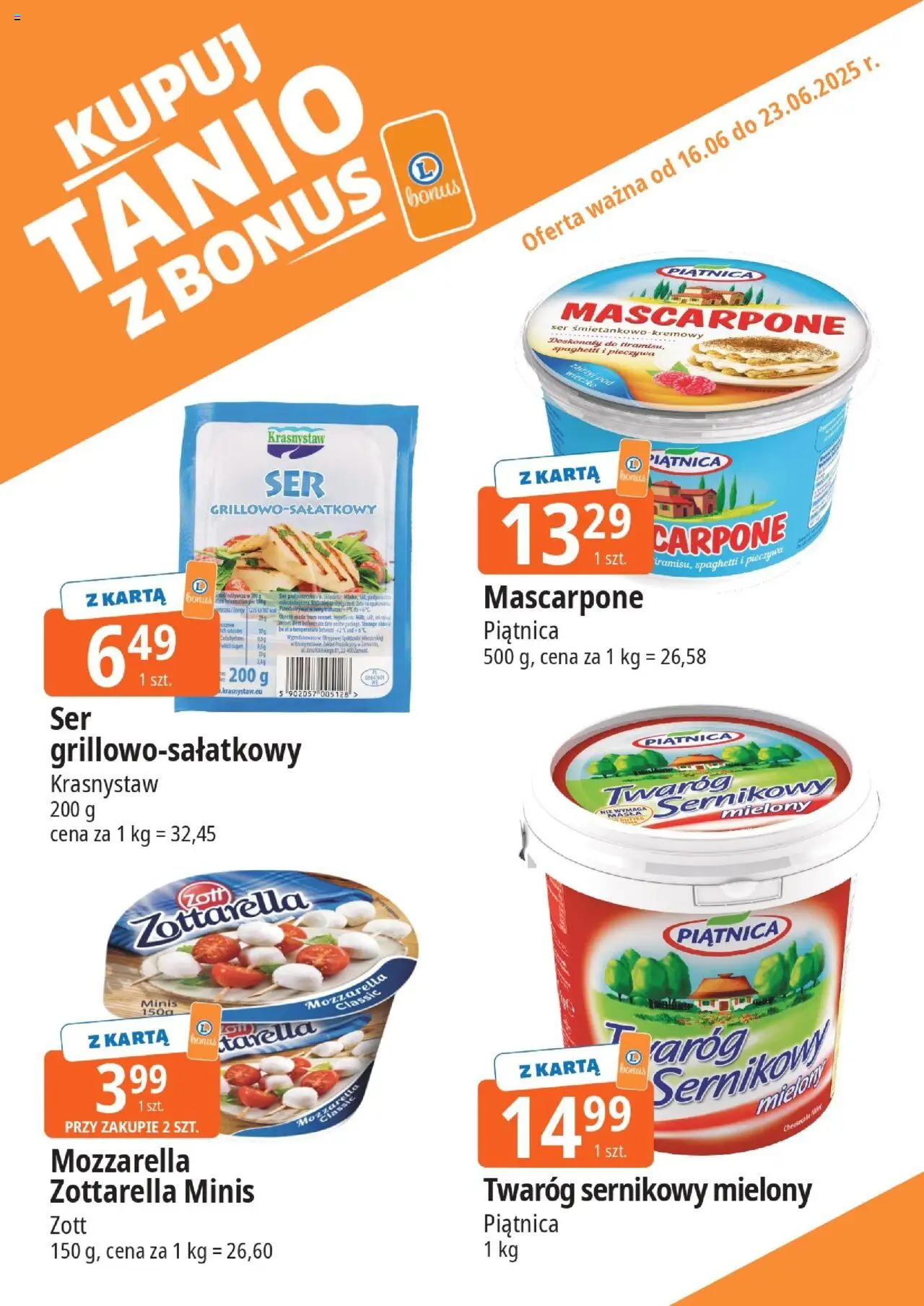 E.Leclerc Gazetka - Kupony dodatkowe od 16.06.2025 | Strona: 8 | Produkty: Karta, Mascarpone, Ser, Twaróg
