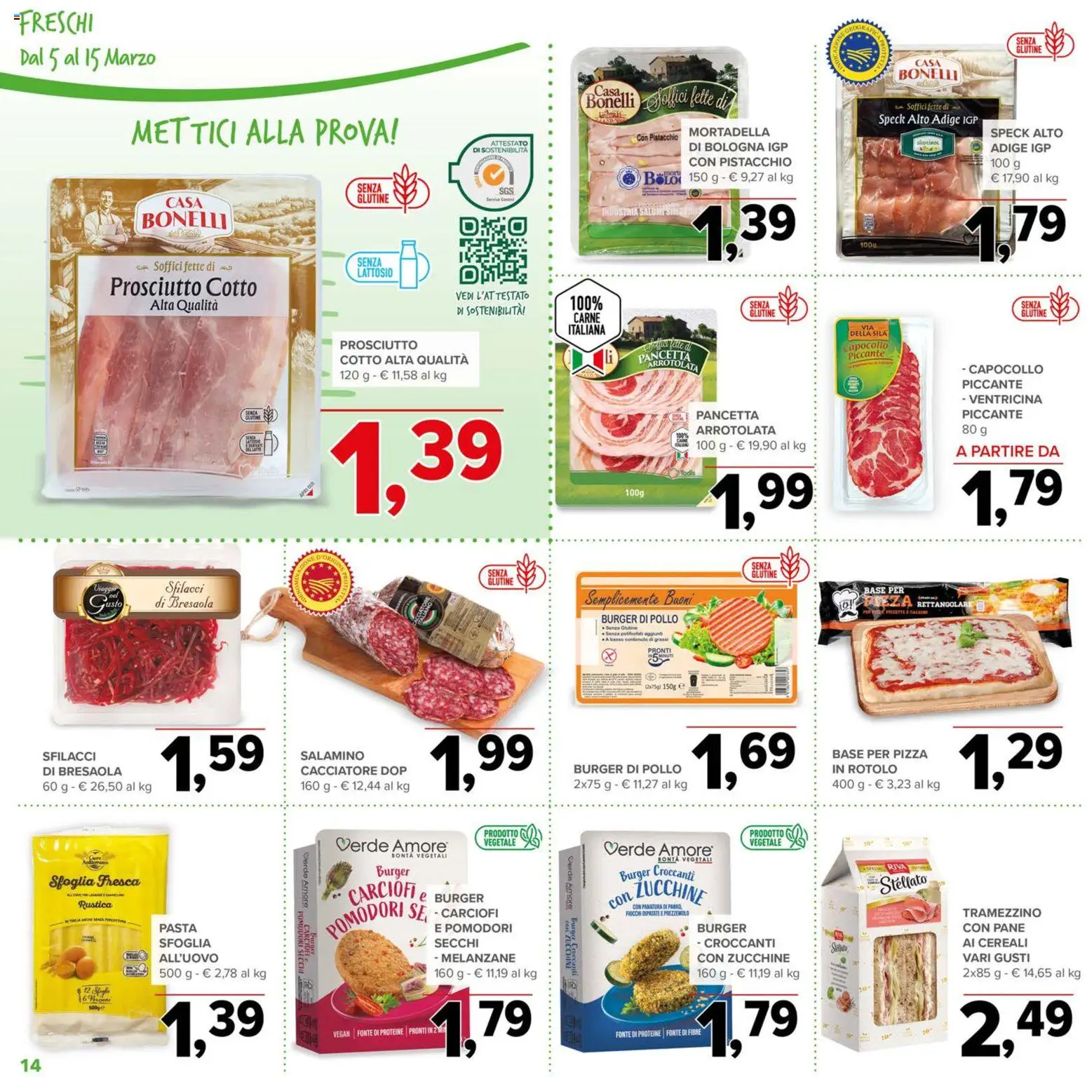 Volantino Todis del 05.03.2026 | Pagina: 14 | Prodotti: Pancetta, Pomodori, Mortadella, Zucchine