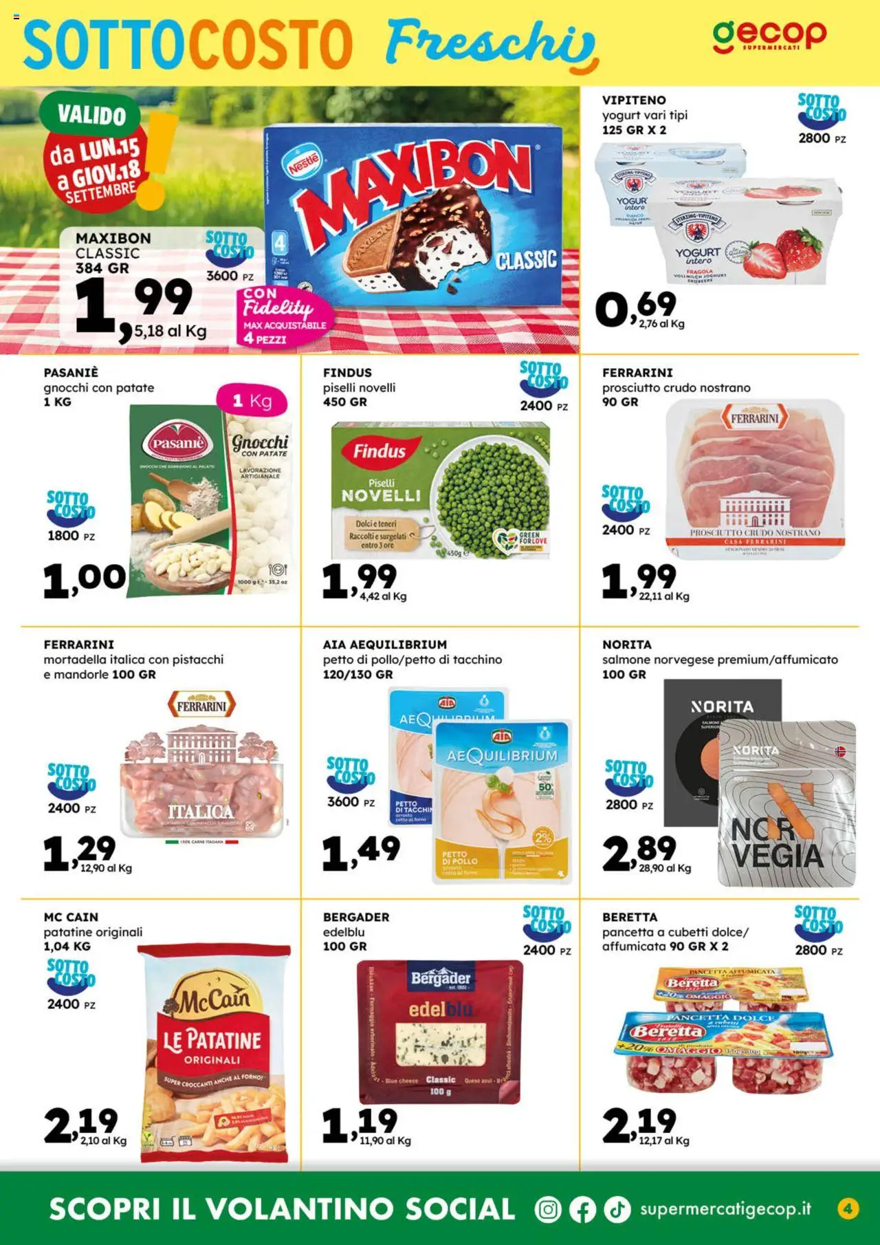 Volantino GECOP del 08.09.2025 | Pagina: 4 | Prodotti: Yogurt, Patatine, Piselli, Pistacchi