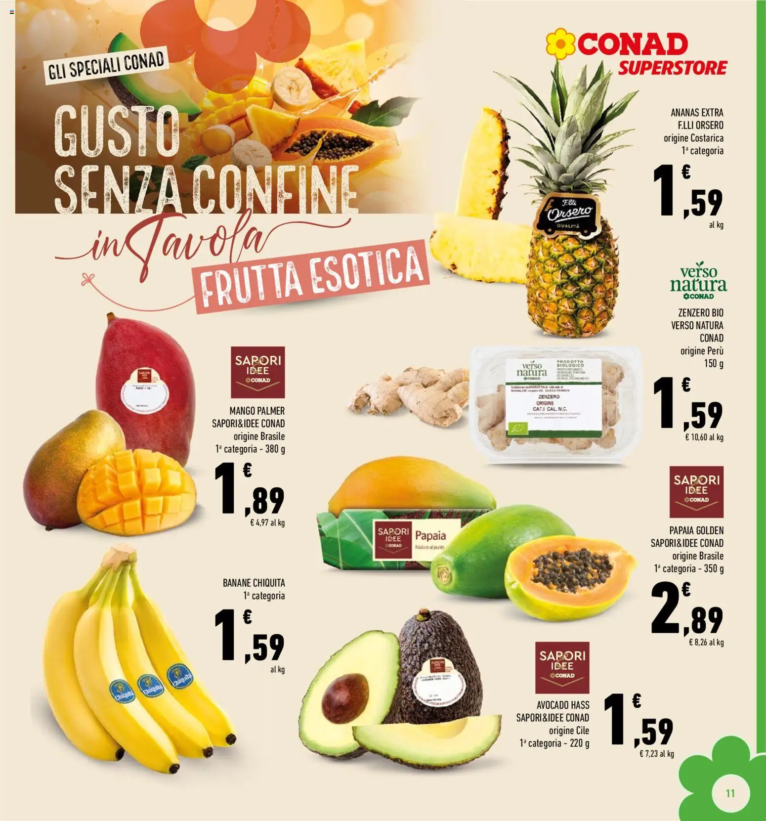 Volantino Conad del 29.01.2026 | Pagina: 11 | Prodotti: Banane, Avocado, Frutta, Mango