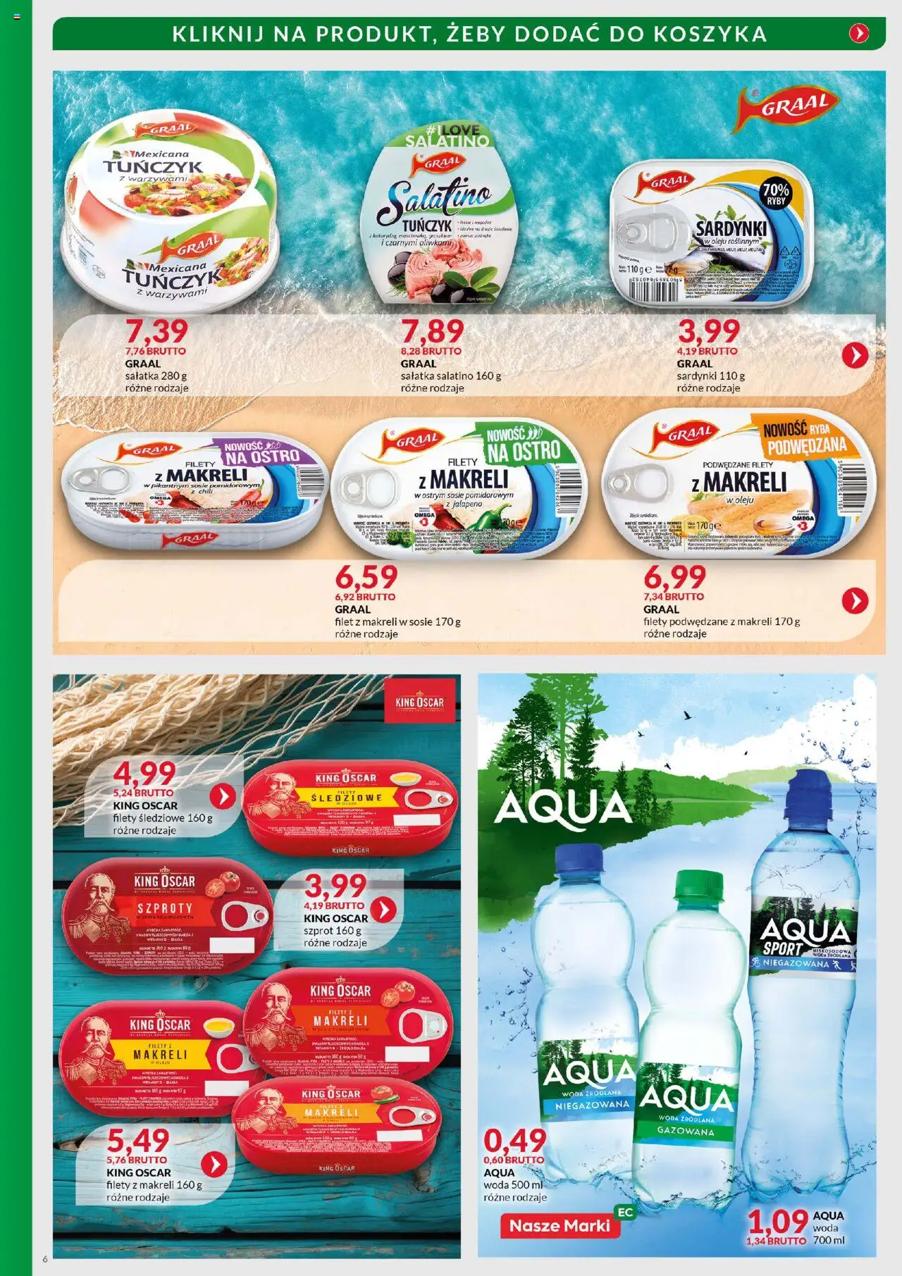 Eurocash Gazetka - Kuchnia Śródziemnomorska od 06.10.2025 | Strona: 6 | Produkty: Woda źródlana, Tuńczyk, Sałatka, Woda