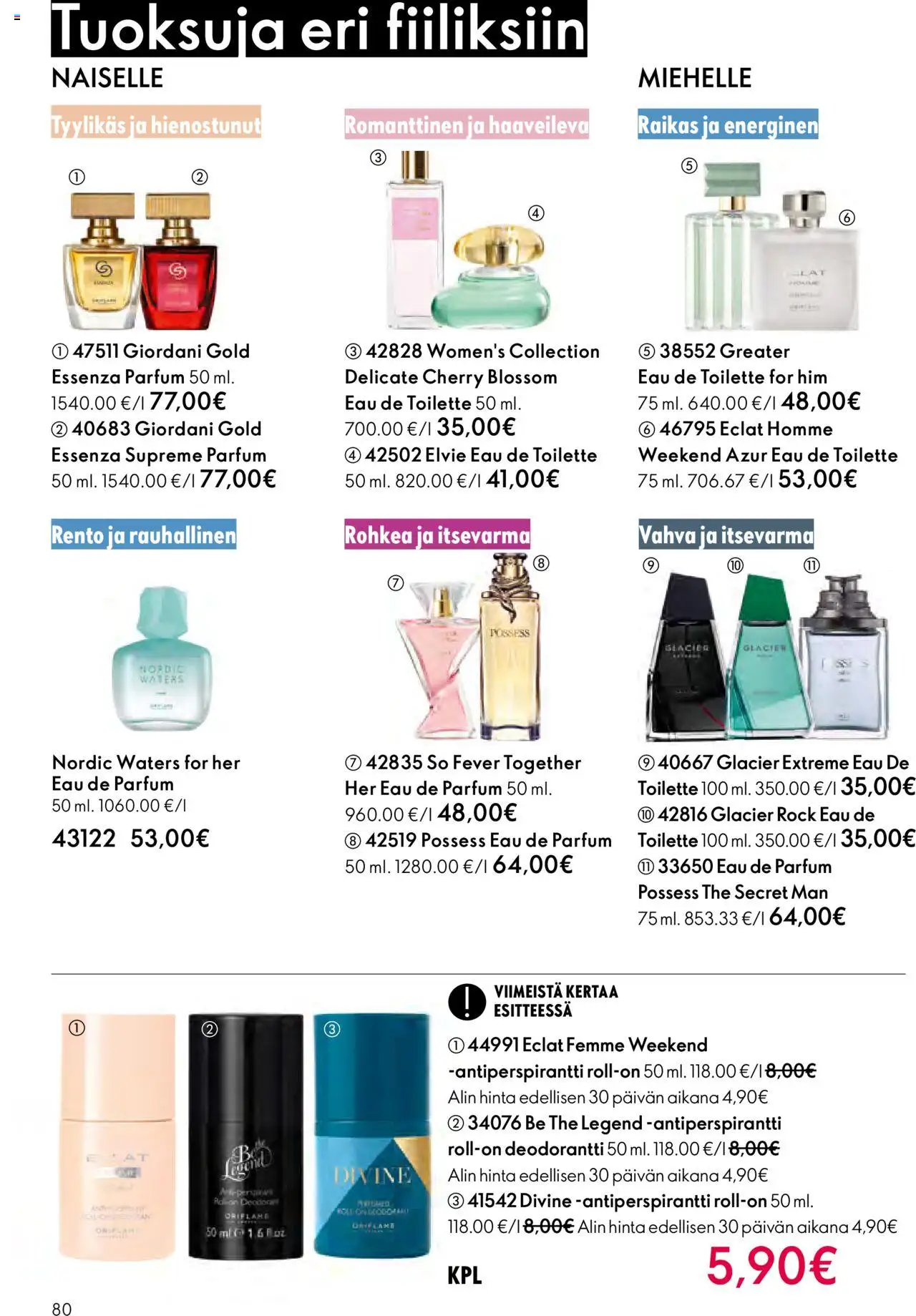 Oriflame - Esite 14 – voimassa 08.10.2025 alkaen | Sivu: 80 | Tuotteet: Eau de toilette, Deodorantti, Antiperspirantti
