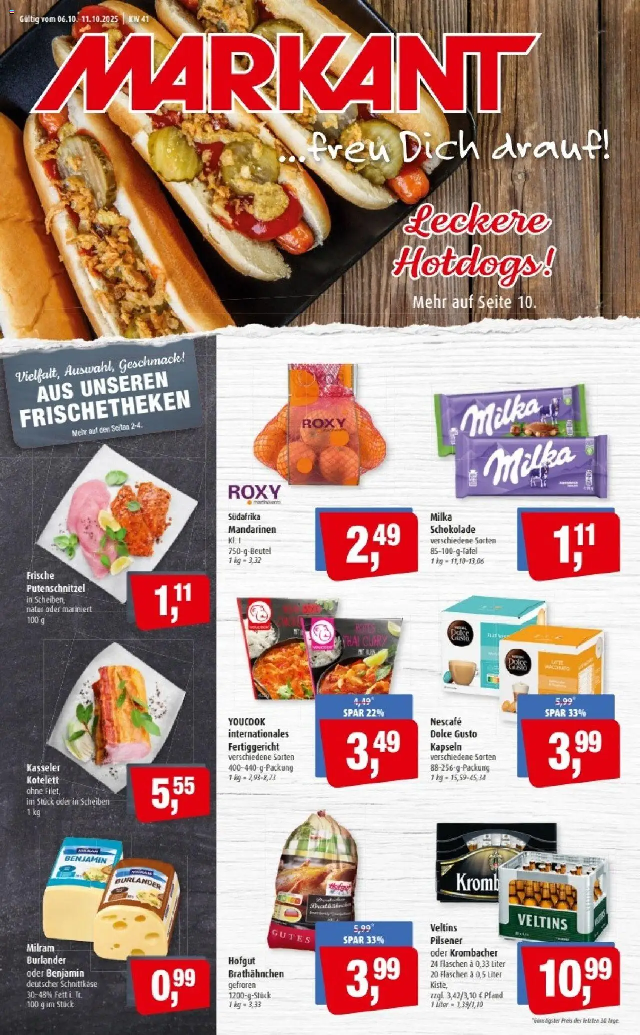 Markant Prospekt 	 – gültig ab 06.10.2025 | Seite: 1 | Produkte: Nescafe, Milram, Putenschnitzel, Veltins