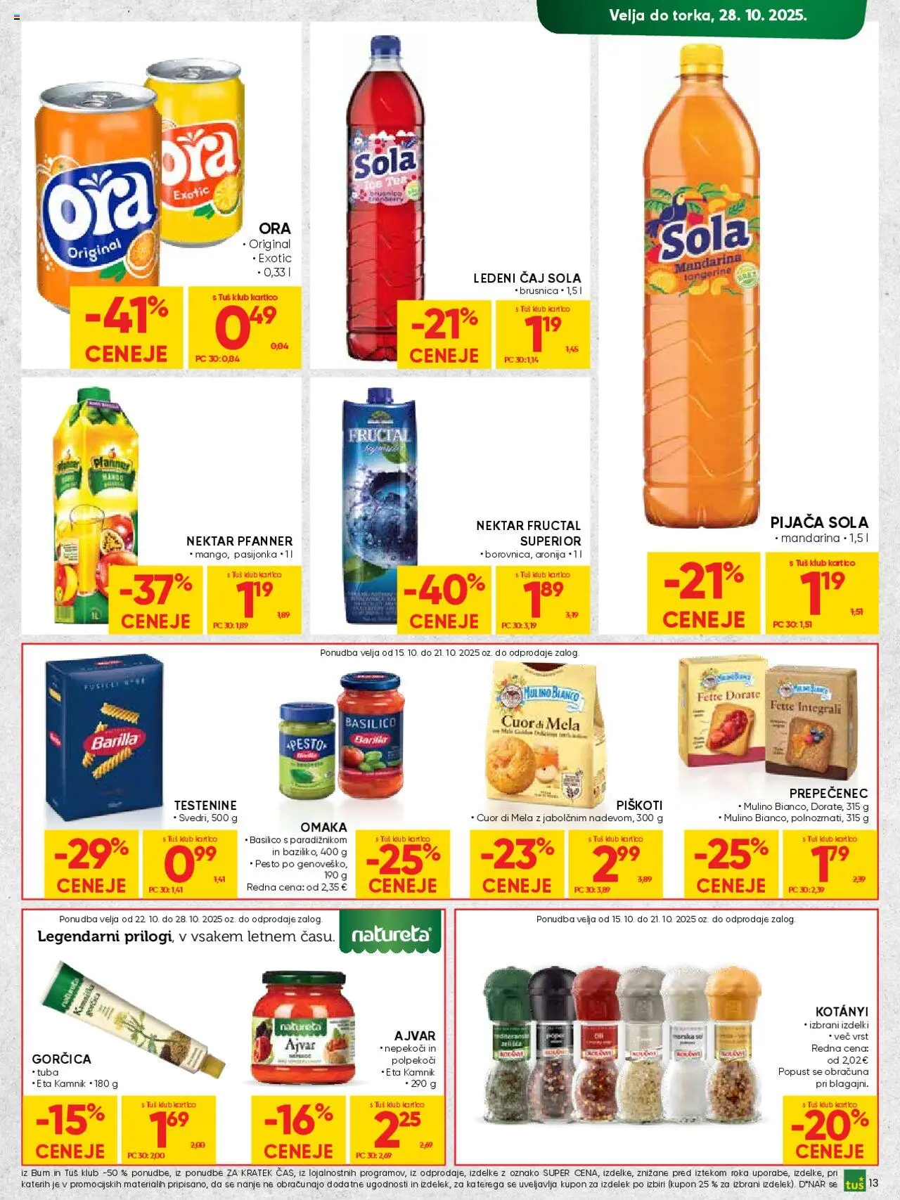Novi Tuš katalog ponudbe – veljaven od 15.10.2025 | Stran: 13 | Izdelki: Ledeni čaj, Gorčica, Caj, Piskoti