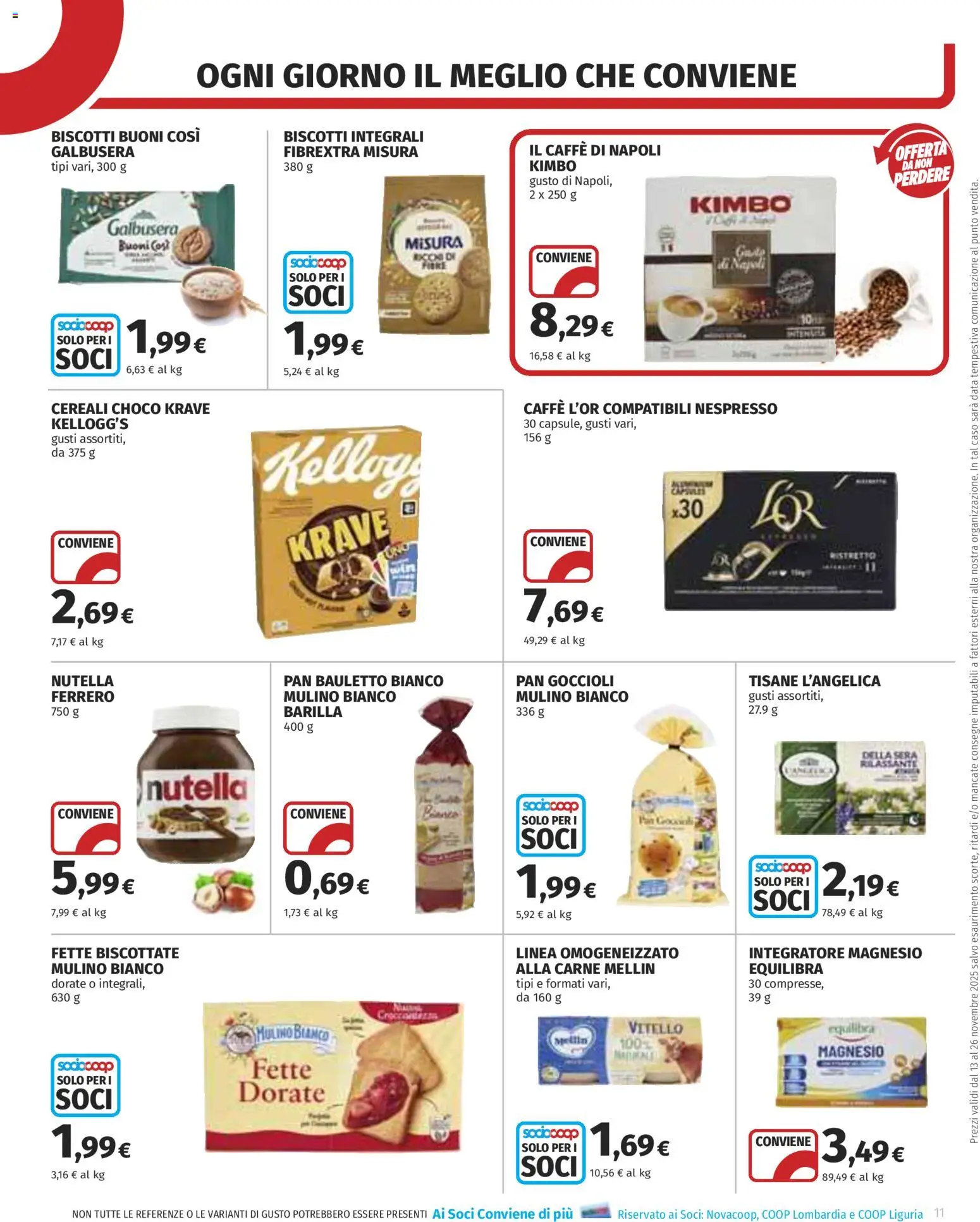 Volantino COOP del 13.11.2025 | Pagina: 11 | Prodotti: Caffè, Cereali, Biscotti, Nutella