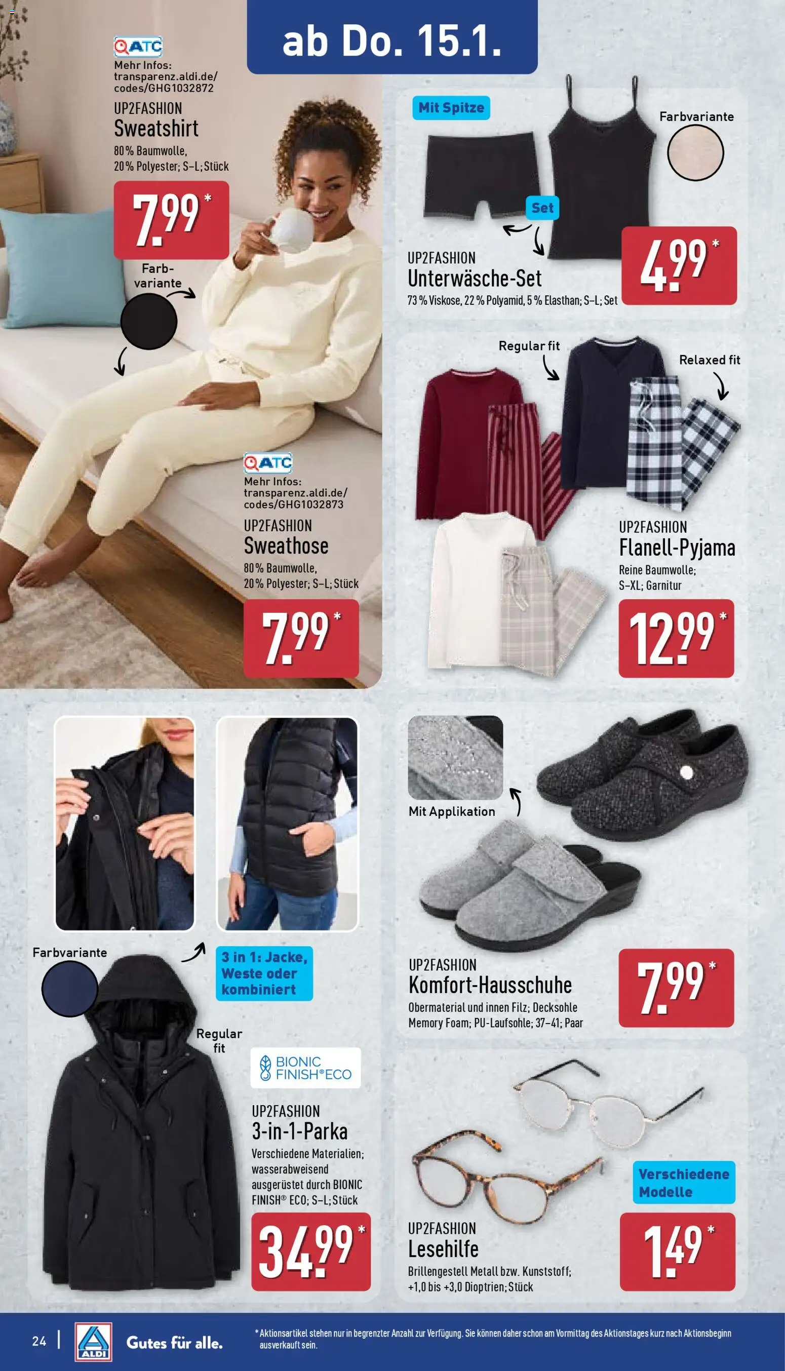 Aldi Prospekt 	 – gültig ab 12.01.2026 | Seite: 26 | Produkte: Sweathose, Up2fashion, Sweatshirt, Weste