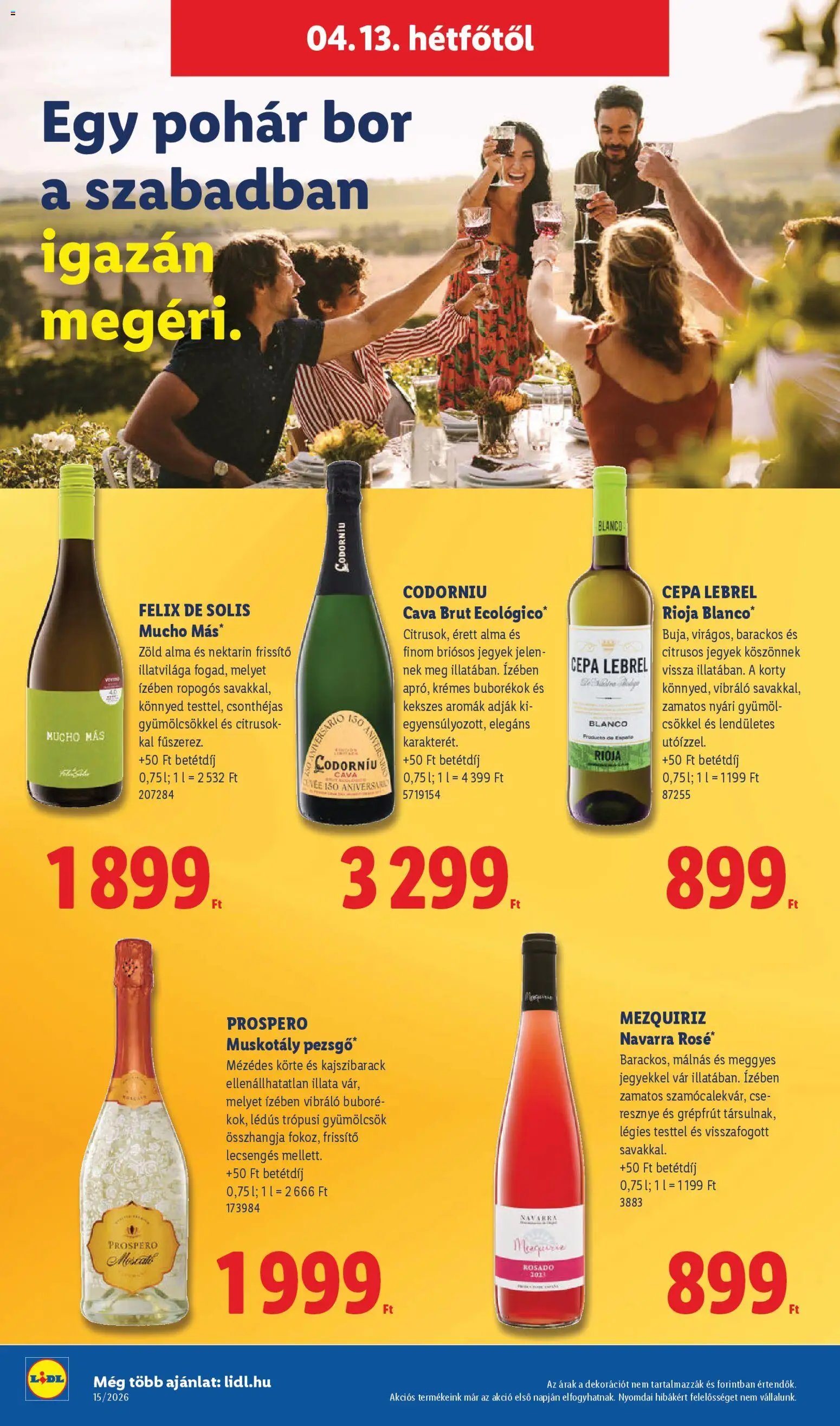 Lidl akciós ujság - amely érvényes a következő dátumtól: 09.04.2026 | Oldal: 66 | Termékek: Nektarin, Körte, Bor, Pohár