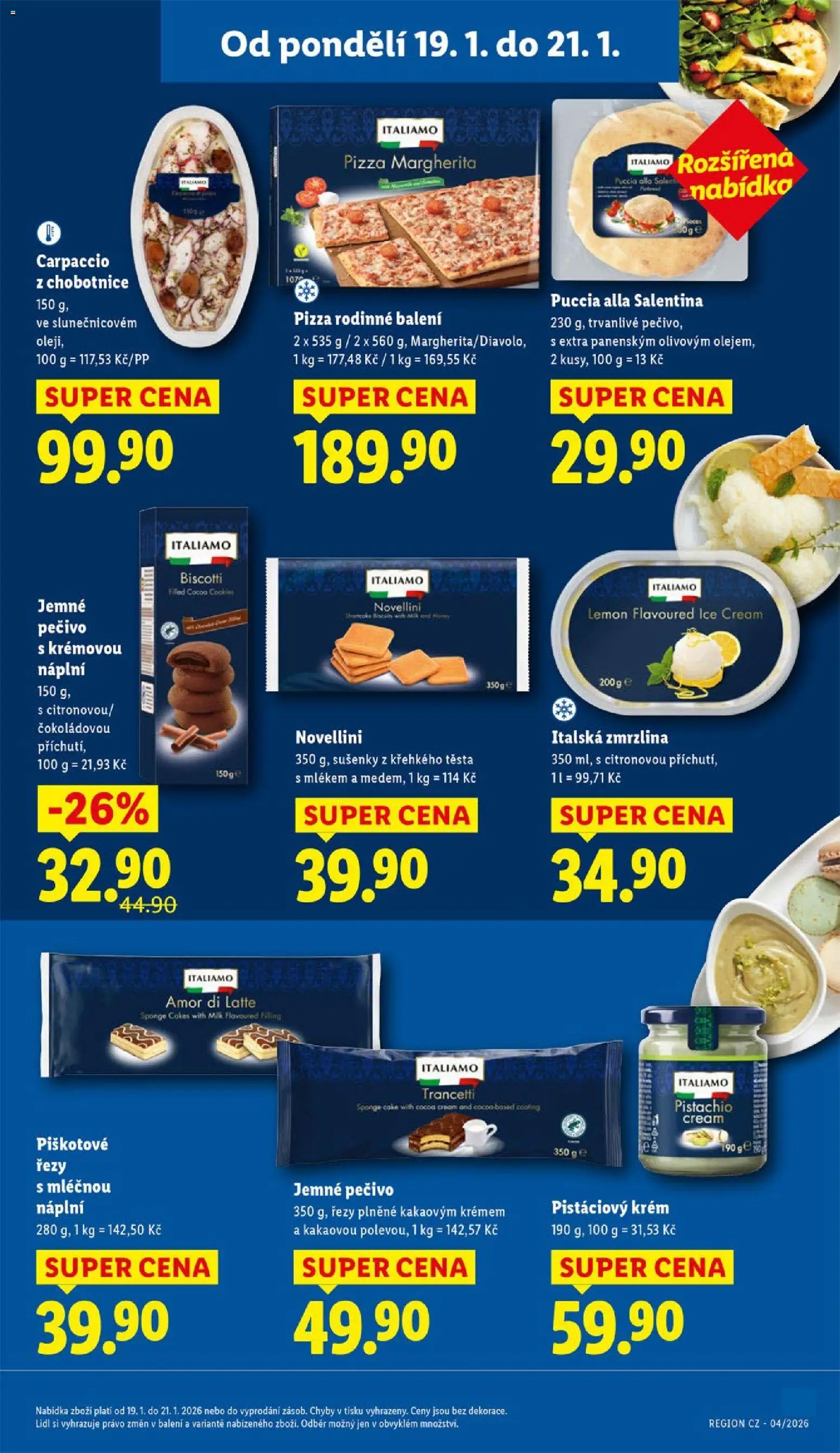 Lidl leták od 19.01.2026 | Strana: 21 | Produkty: Pizza, Pečivo, Carpaccio, Sušenky