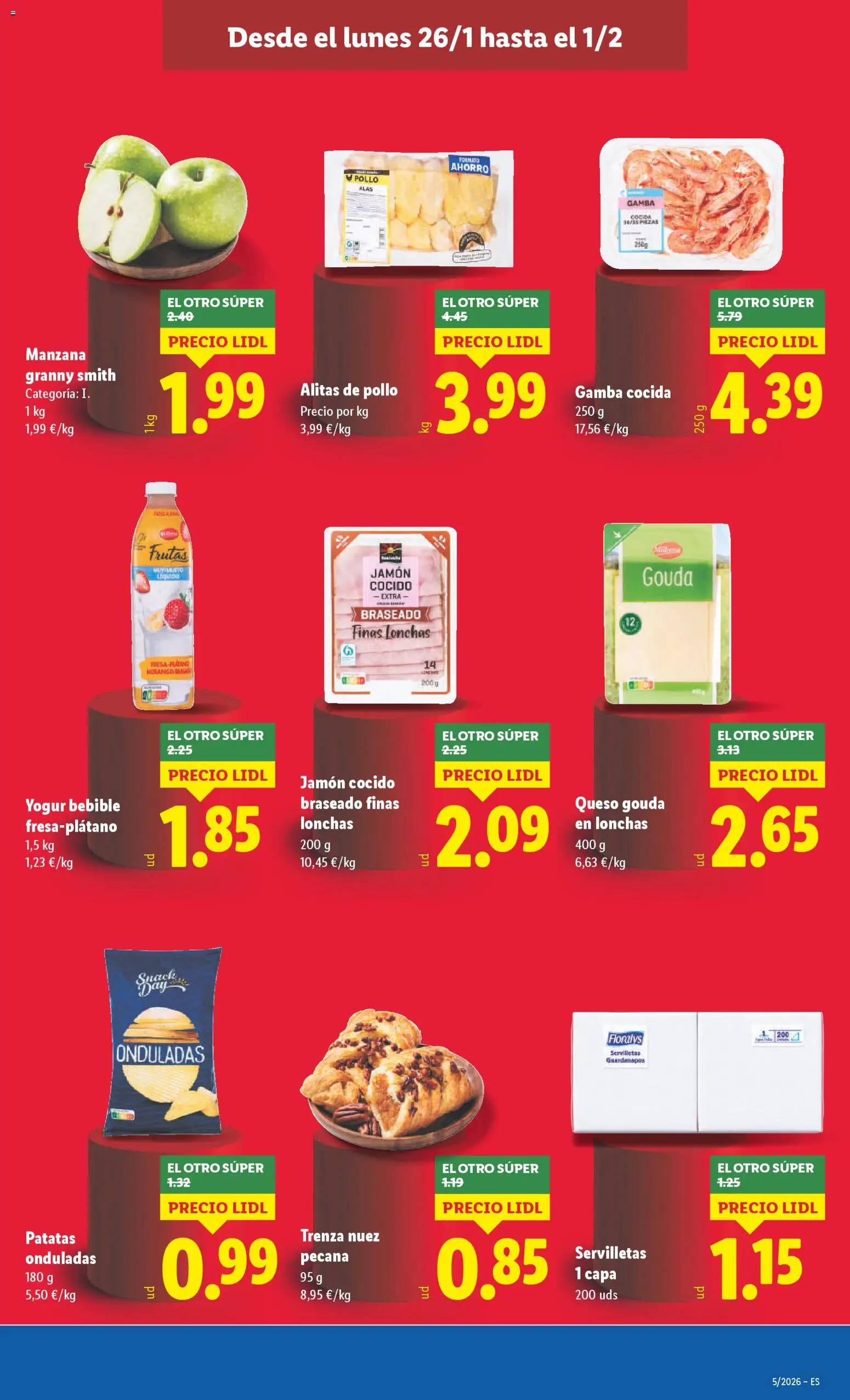 Lidl folleto │ válido desde el 26.01.2026 | Página: 3 | Productos: Queso, Apple, Queso Gouda, Gamba