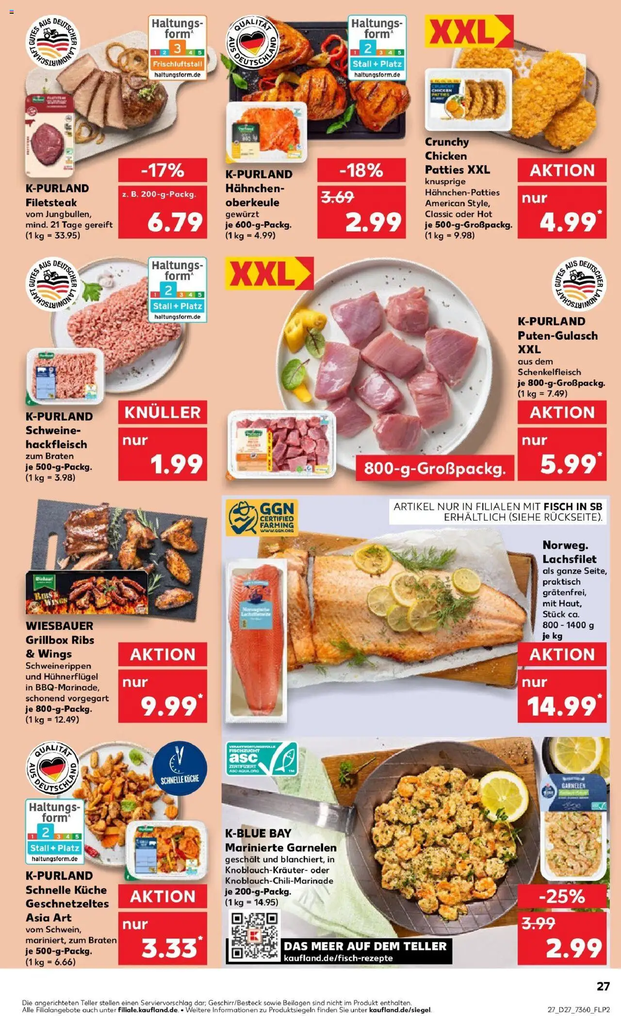 Kaufland prospekt Strausberg	 - gültig ab dem 03.07.2025 | Seite: 27 | Produkte: Hahnchen, Küche, Steak, Hackfleisch