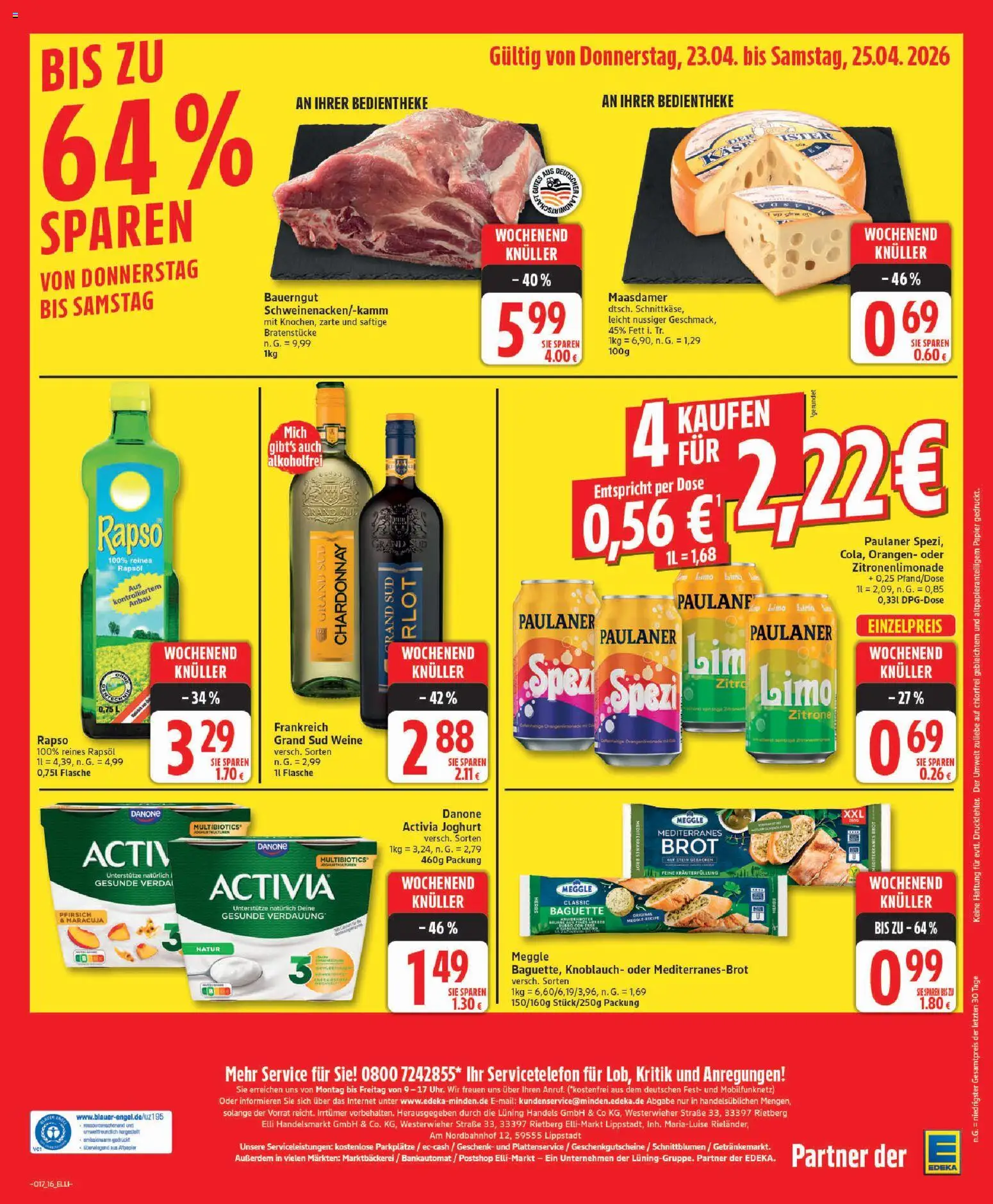 Elli Markt Prospekt 	 – gültig ab 20.04.2026 | Seite: 16 | Produkte: Orangen, Knoblauch, Grand sud, Paulaner