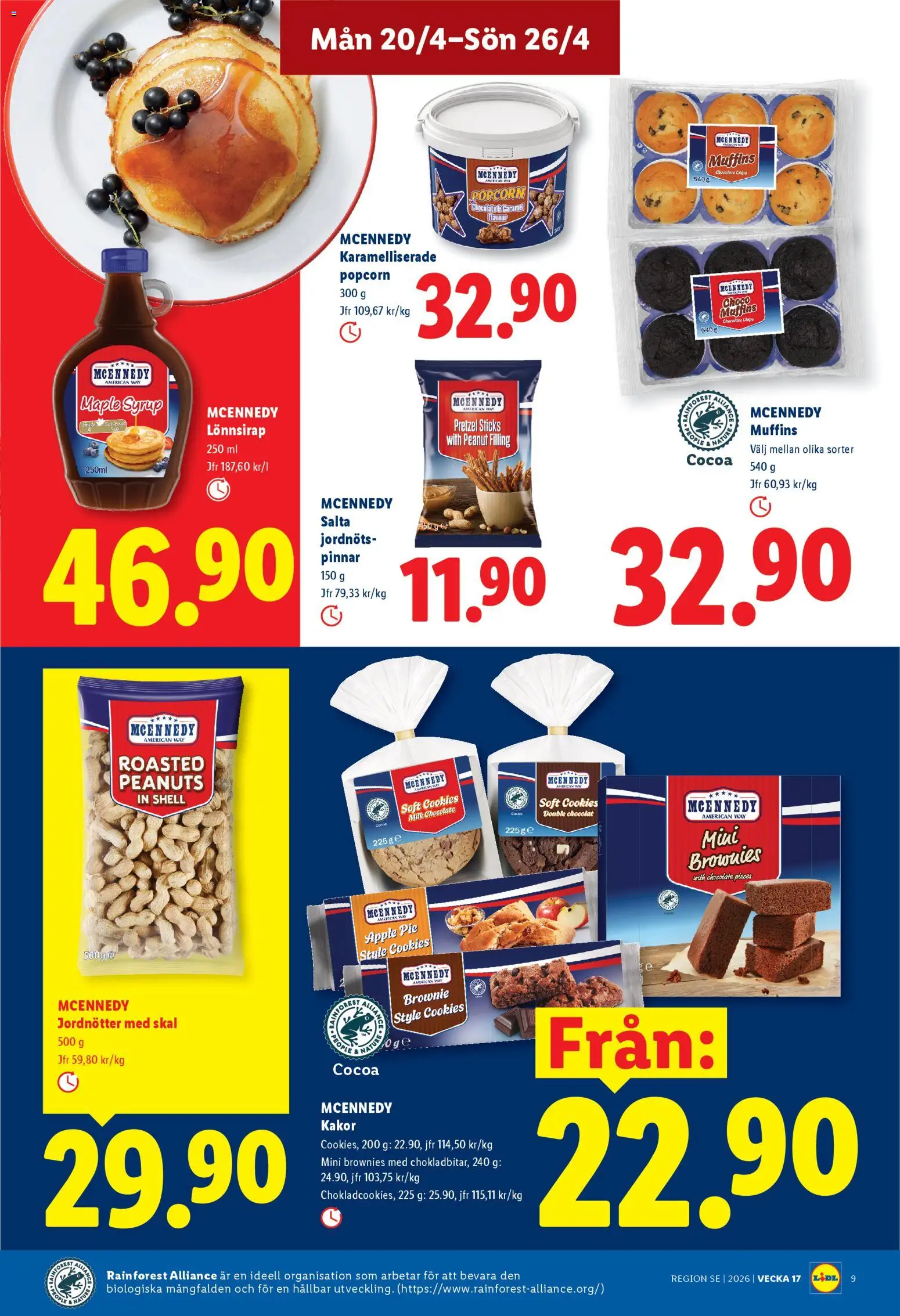 Lidl reklamblad aktuell från 20.04.2026 | Sida: 9 | Produkter: Jordnötter, Chips, Äpple, Popcorn