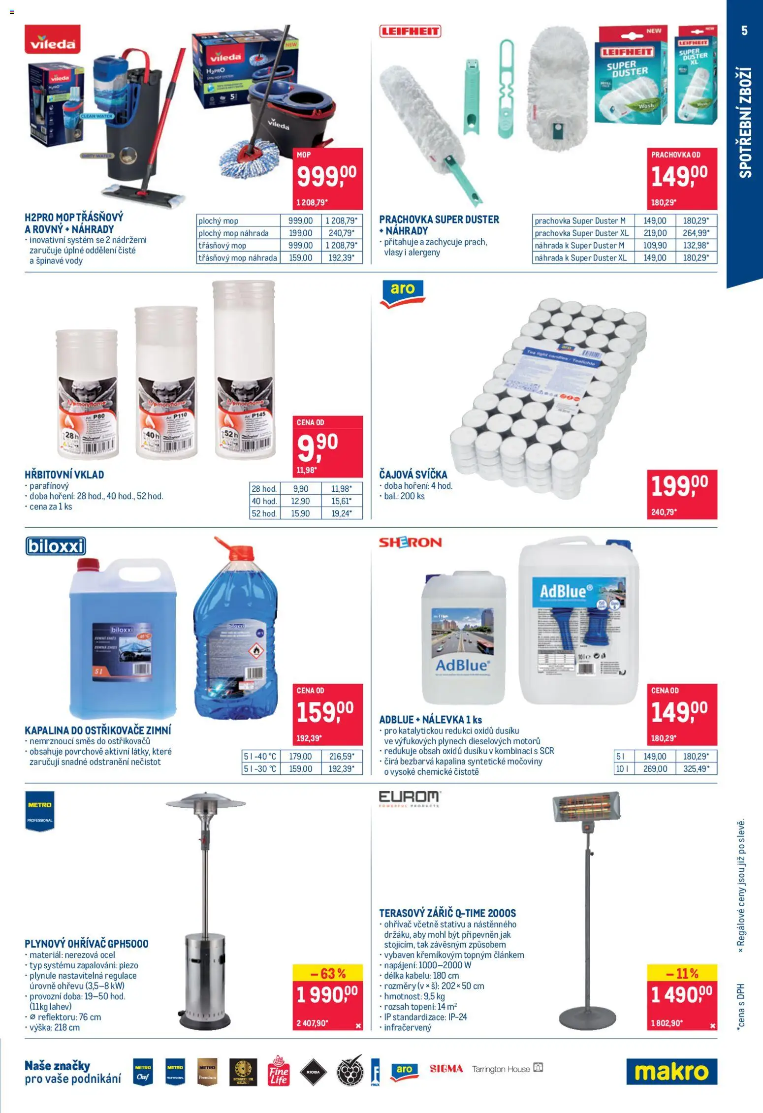 Makro leták - Spotřební zboží od 28.01.2026 | Strana: 5 | Produkty: Leifheit, Nemrznoucí směs do ostřikovačů, Nálevka, Svíčka