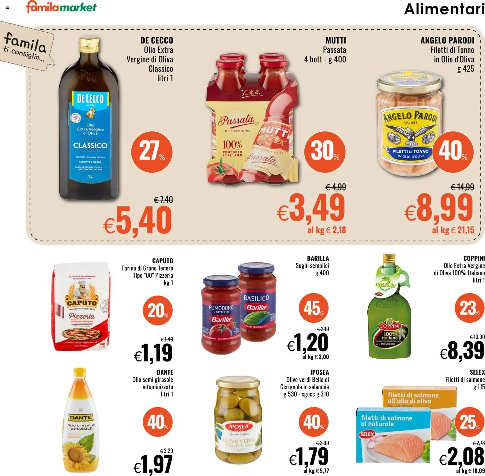 Volantino Famila del 05.03.2026 | Pagina: 14 | Prodotti: Olio, Olive, Farina, Tonno