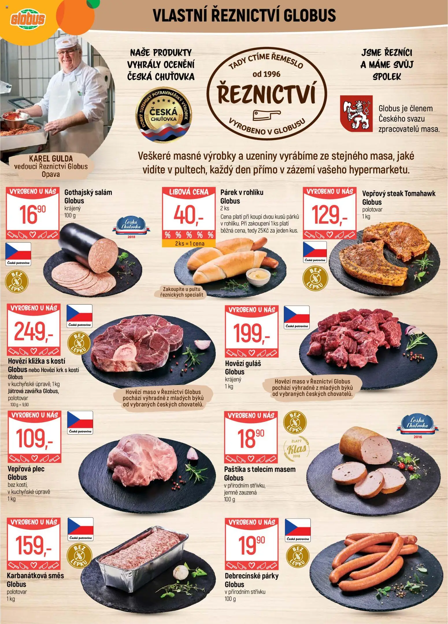 Globus leták - Opava od 22.04.2026 | Strana: 7 | Produkty: Salám, Párky, Hovězí kližka, Uzeniny