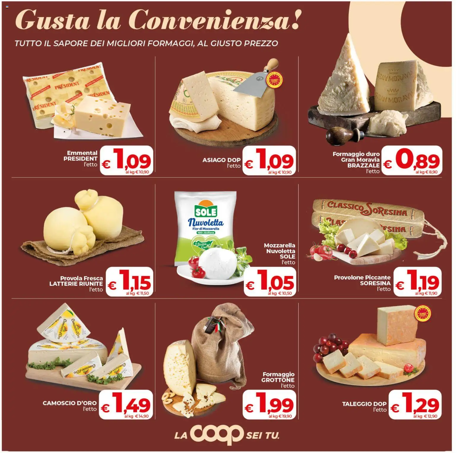 Volantino COOP del 07.04.2026 | Pagina: 6 | Prodotti: Mozzarella, Formaggio, Provola, Emmental