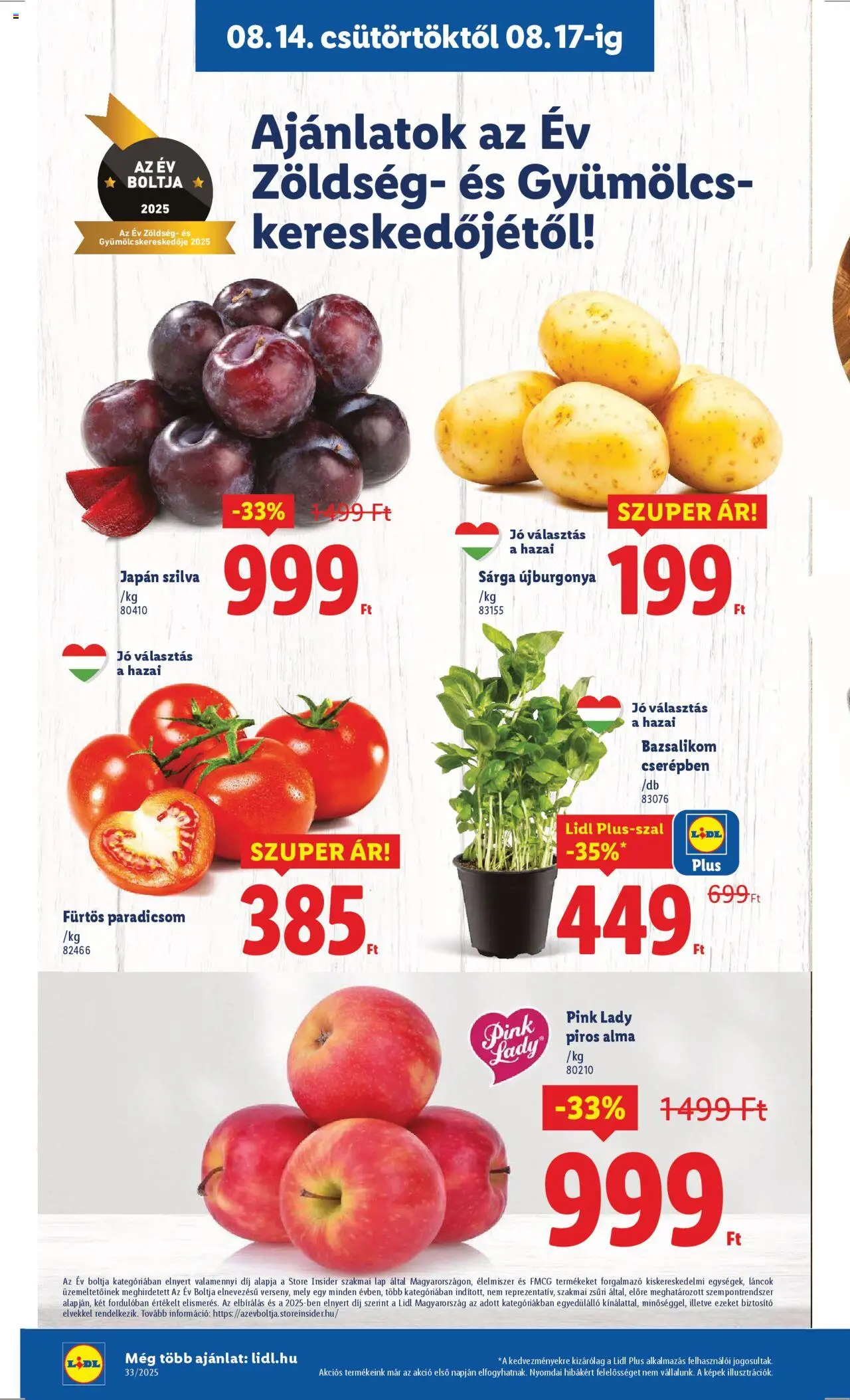 Lidl akciós ujság - amely érvényes a következő dátumtól: 14.08.2025 | Oldal: 4 | Termékek: Bazsalikom, Zöldség, Alma, Paradicsom