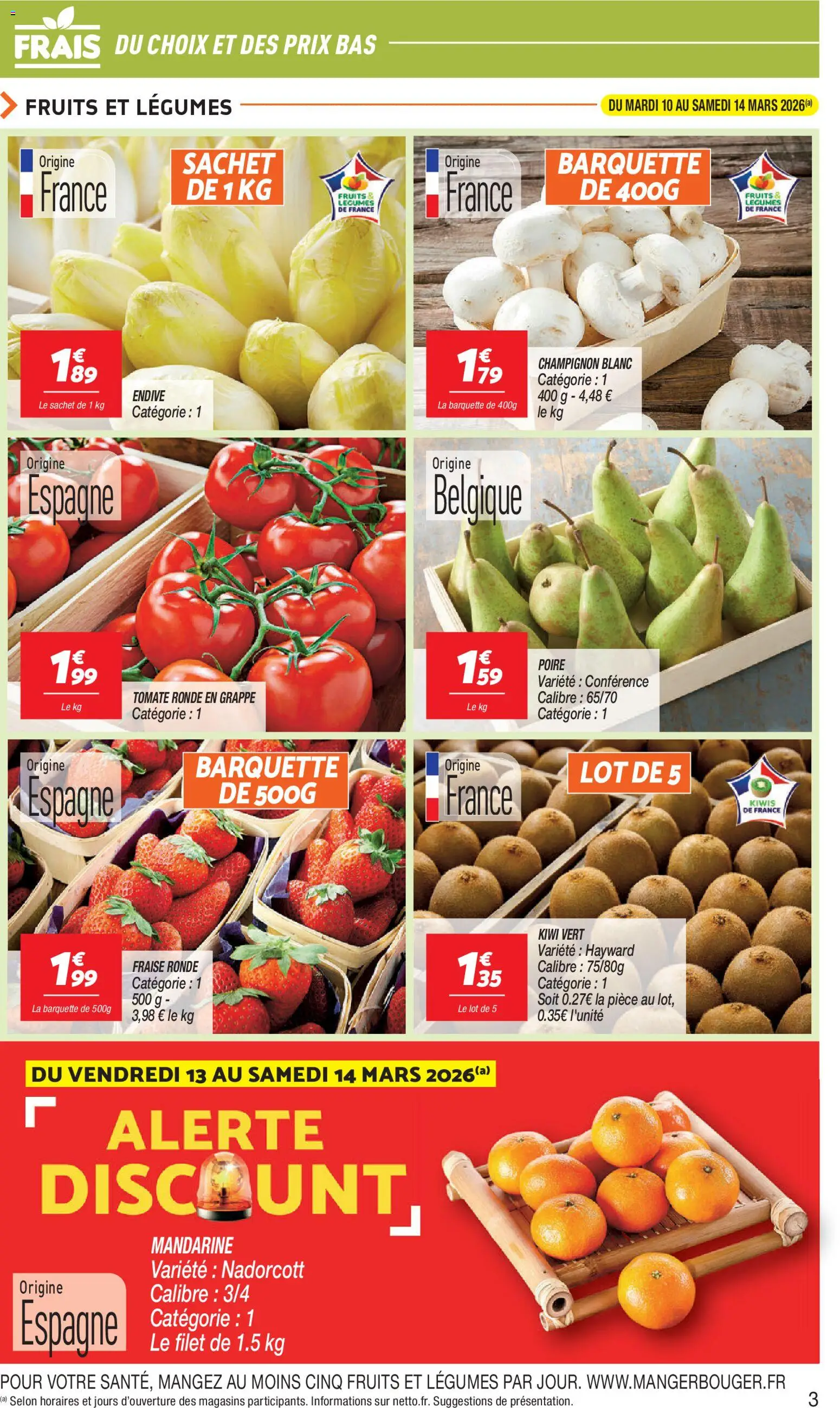 {H1} | Page: 3 | Produits: Fraise, Poire, Kiwi vert, Kiwi