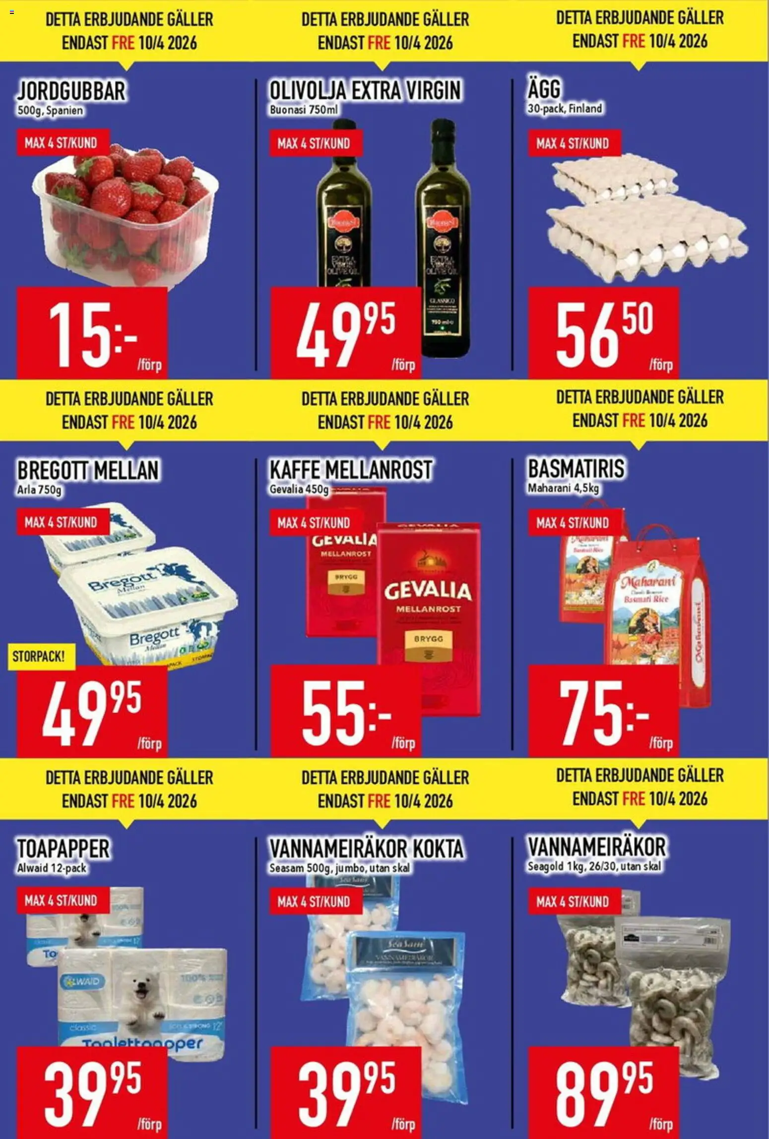 Matdax reklamblad aktuell från 13.04.2026 | Sida: 4 | Produkter: Galler, Bregott, Kaffe, Jordgubbar