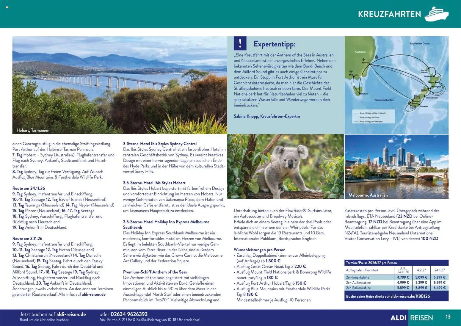 Aldi Reisen Unsere Traumreisen – gültig ab 01.11.2025 | Seite: 13 | Produkte: Uhr