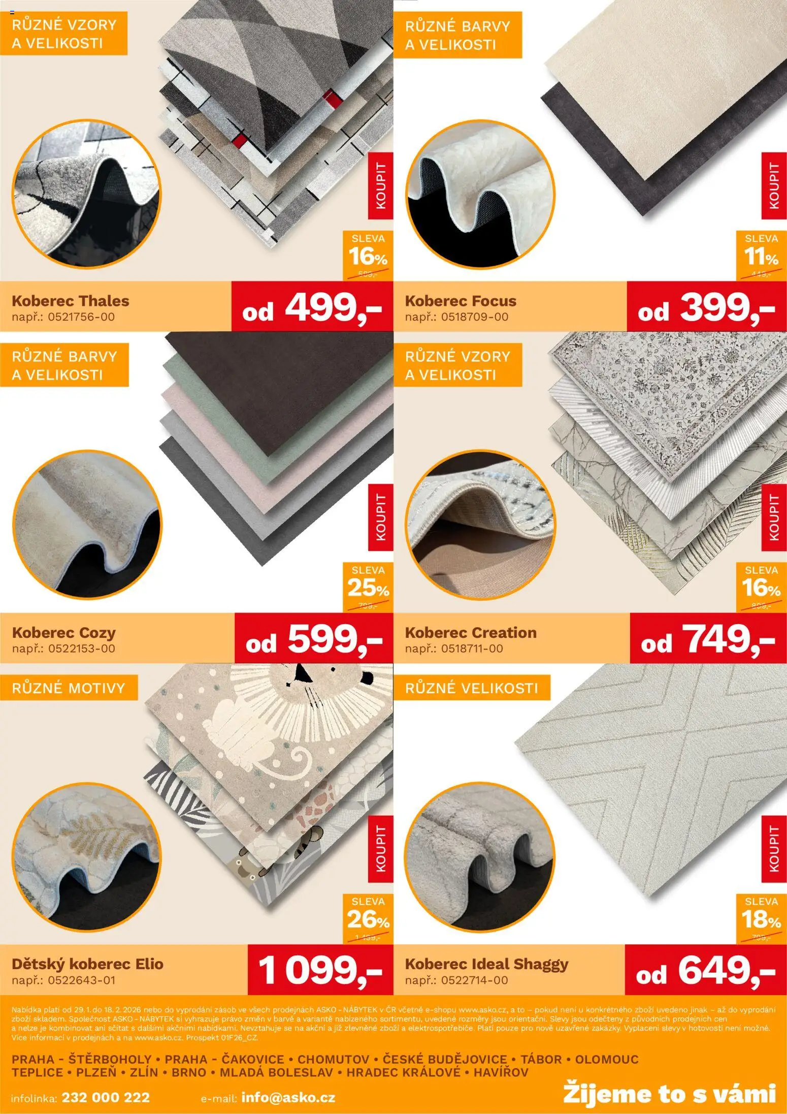 ASKO nábytek leták - Bytové doplňky za skvělé ceny od 29.01.2026 | Strana: 5 | Produkty: Dětský koberec, Nábytek, Koberec, Barvy