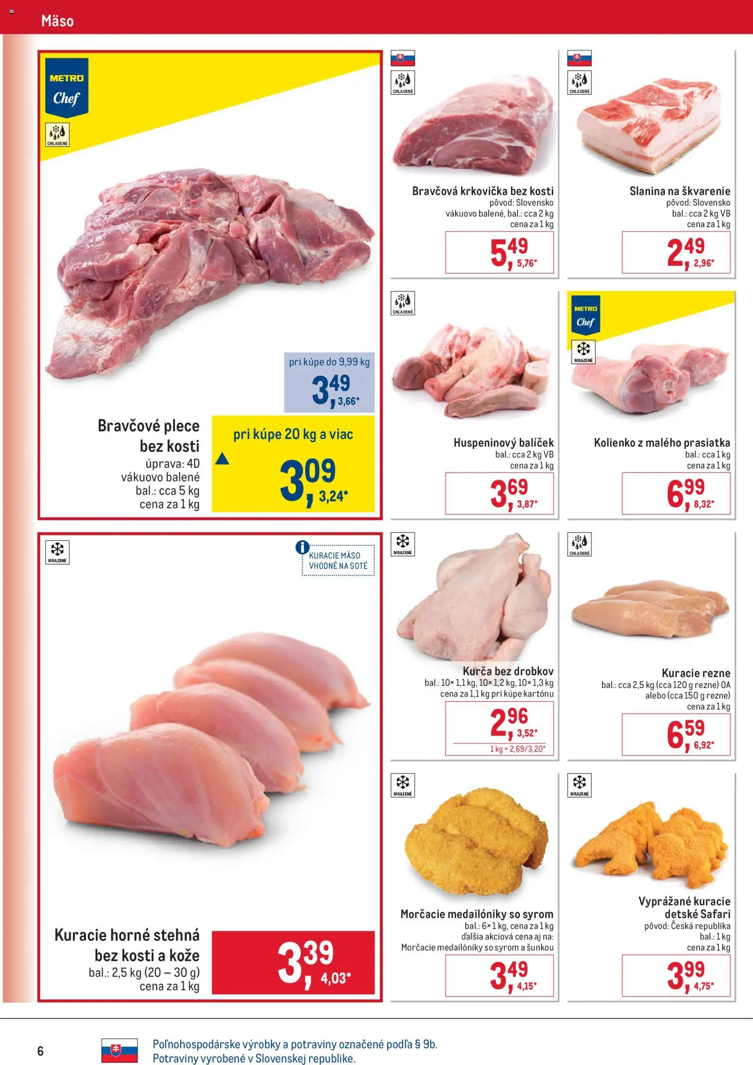 Nové Metro akcie – leták je platný od 05.11.2025 | Strana: 6 | Produkty: Kuracie mäso, Bravčové plece, Kuracie rezne, Kurča