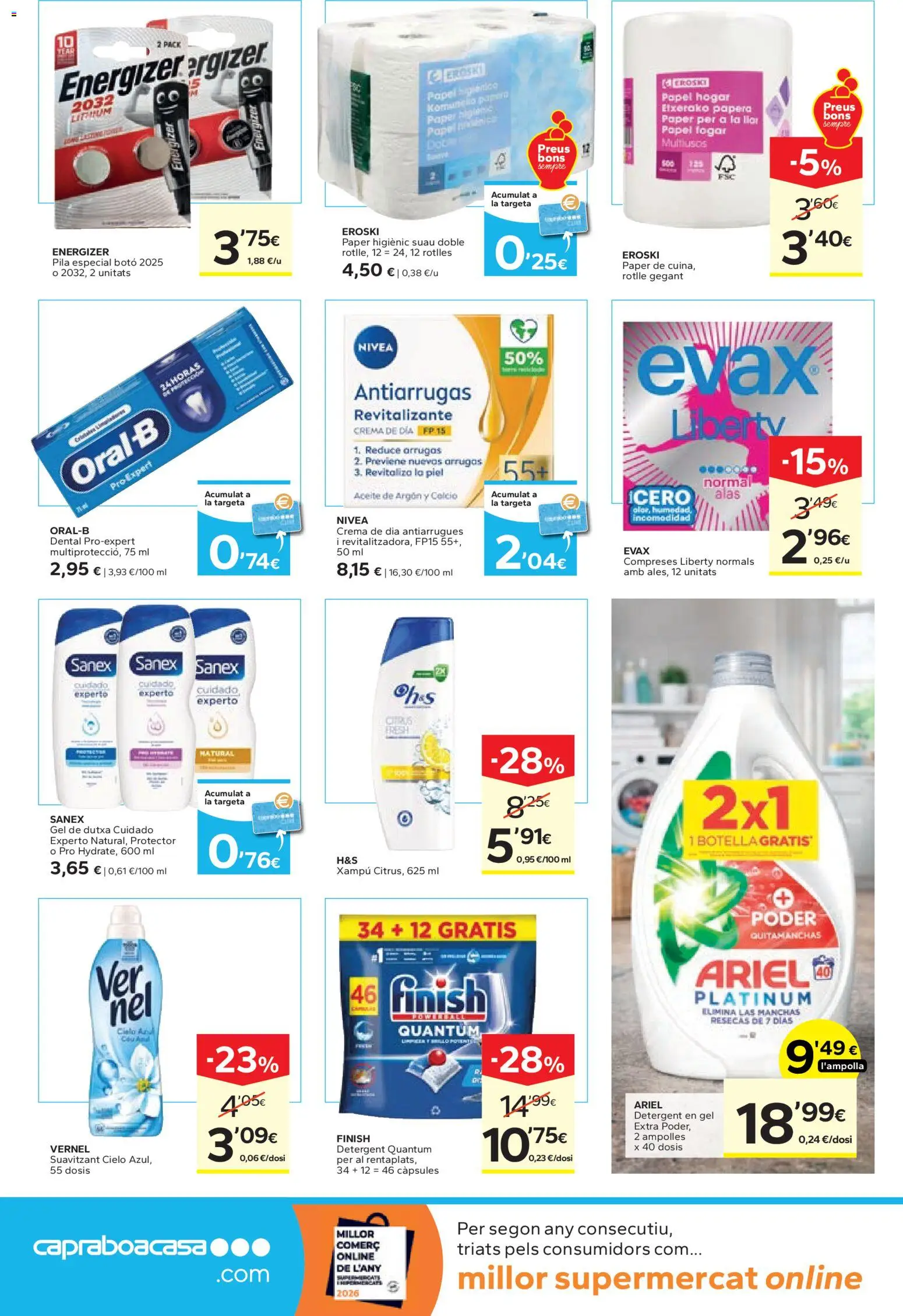 Caprabo - Estalvia des de la primera unitat │ válido desde el 29.01.2026 | Página: 10 | Productos: Quitamanchas, Aceite, Crema, Crema de día