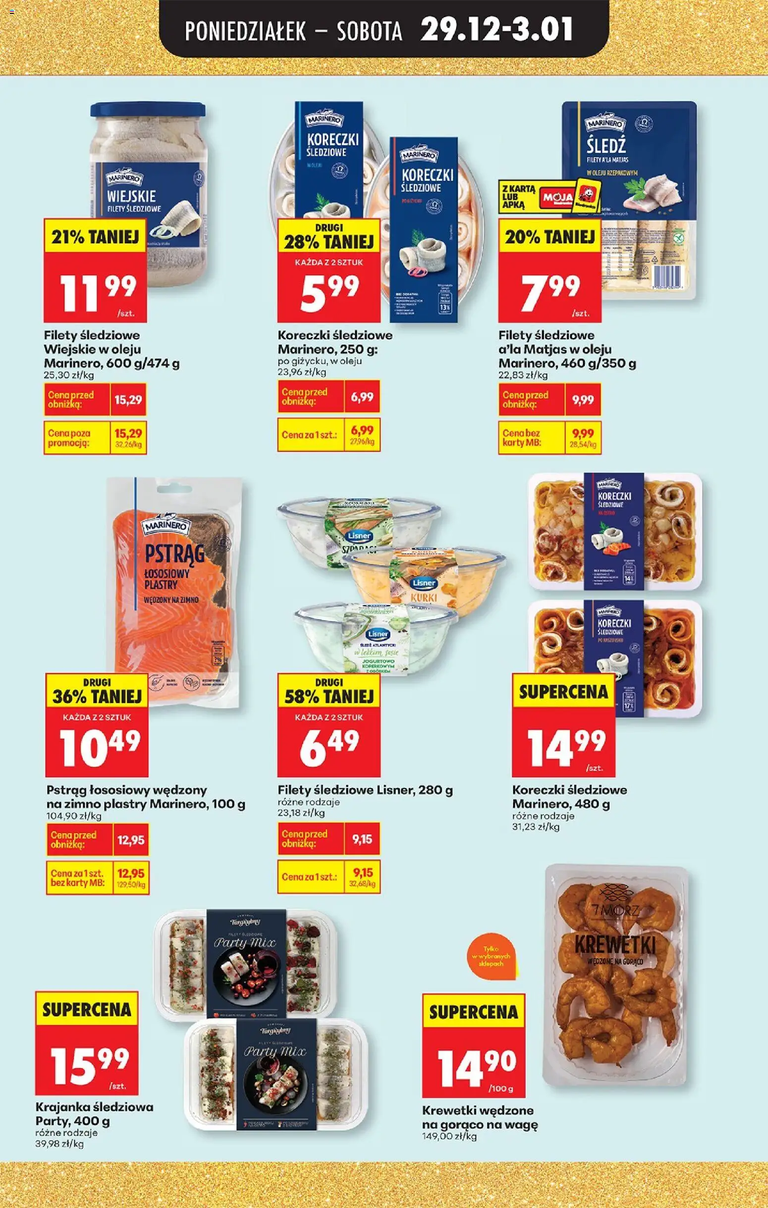 Biedronka gazetka od 29.12.2025 | Strona: 43 | Produkty: Śledź, Krewetki, Pstrąg, Pstrąg łososiowy