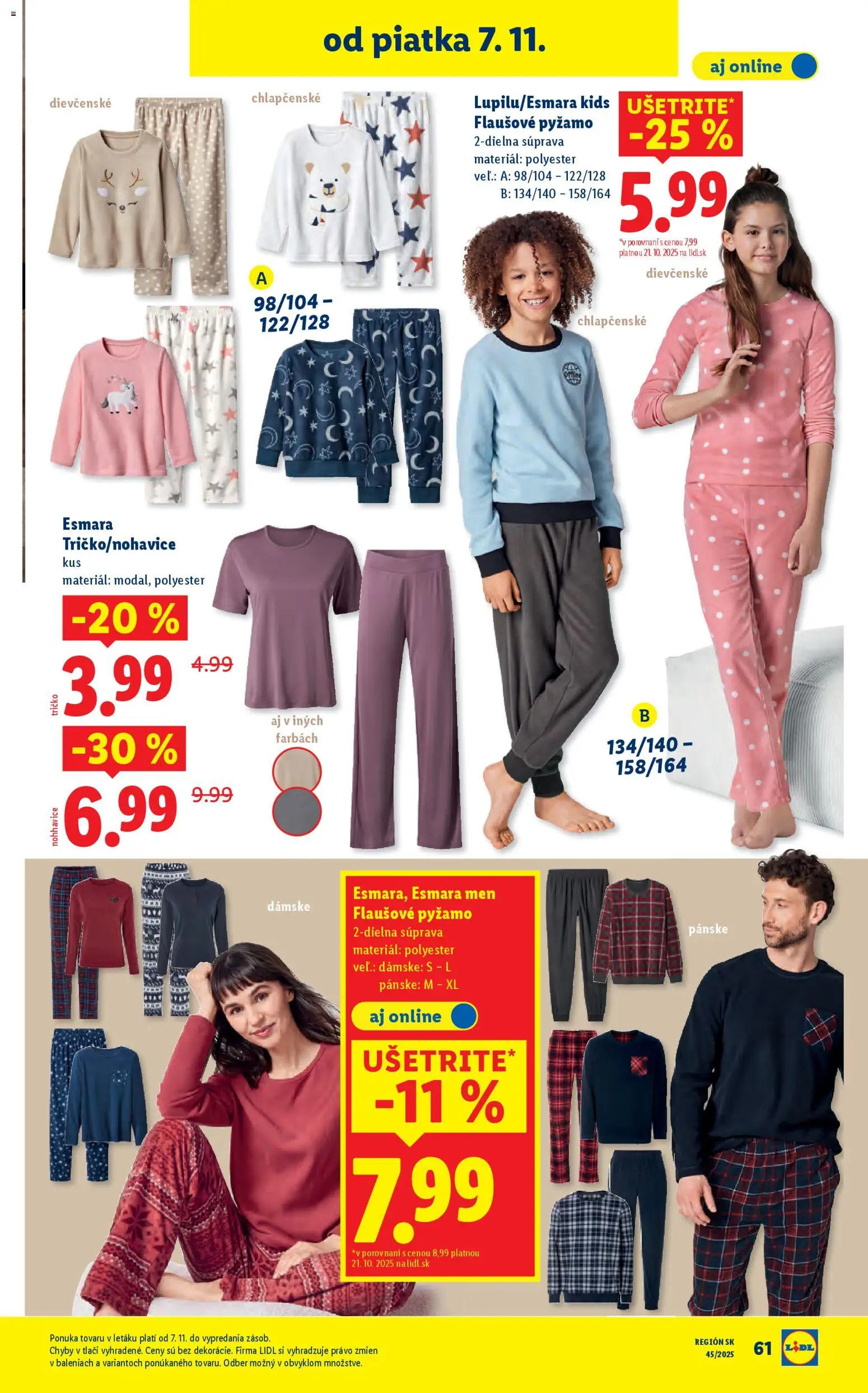 Nové Lidl akcie – leták je platný od 06.11.2025 | Strana: 35 | Produkty: Tričko, Pyžamo