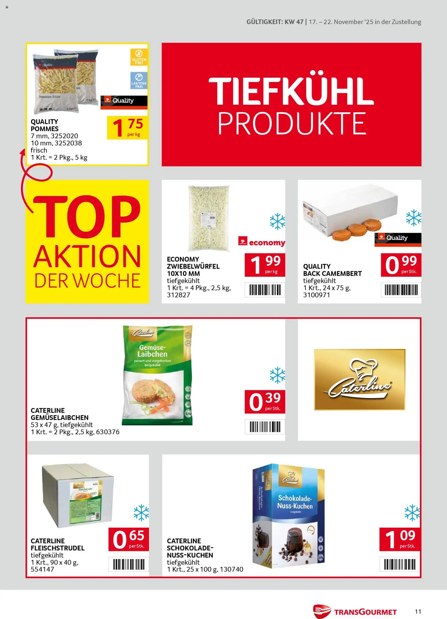Transgourmet Zustellaktion gültig ab 17.11.2025 | Seite: 11 | Produkte: Gemüse, Schokolade