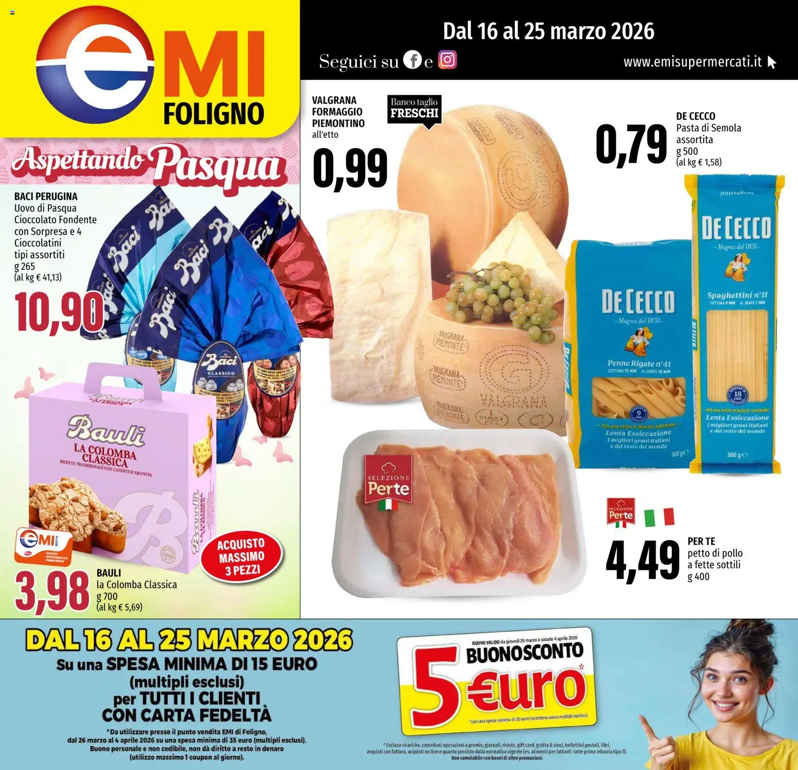 Volantino EMI del 16.03.2026 | Pagina: 1 | Prodotti: Petto di Pollo, Tè, Uovo di pasqua, Penne