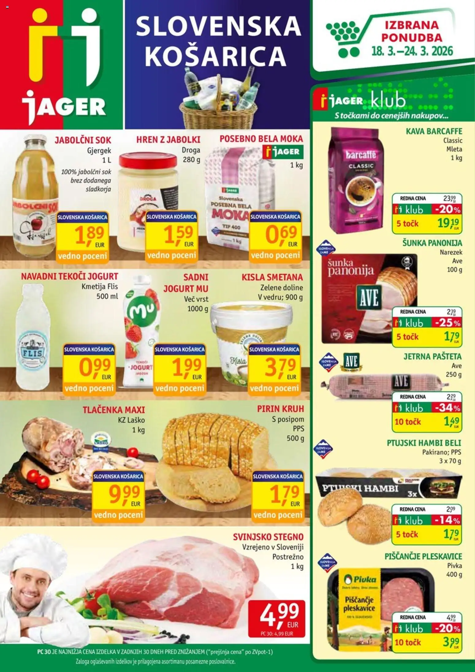 Novi Jager katalog ponudbe – veljaven od 18.03.2026 | Stran: 1 | Izdelki: Narezek, Jogurt, Kruh, Kisla smetana