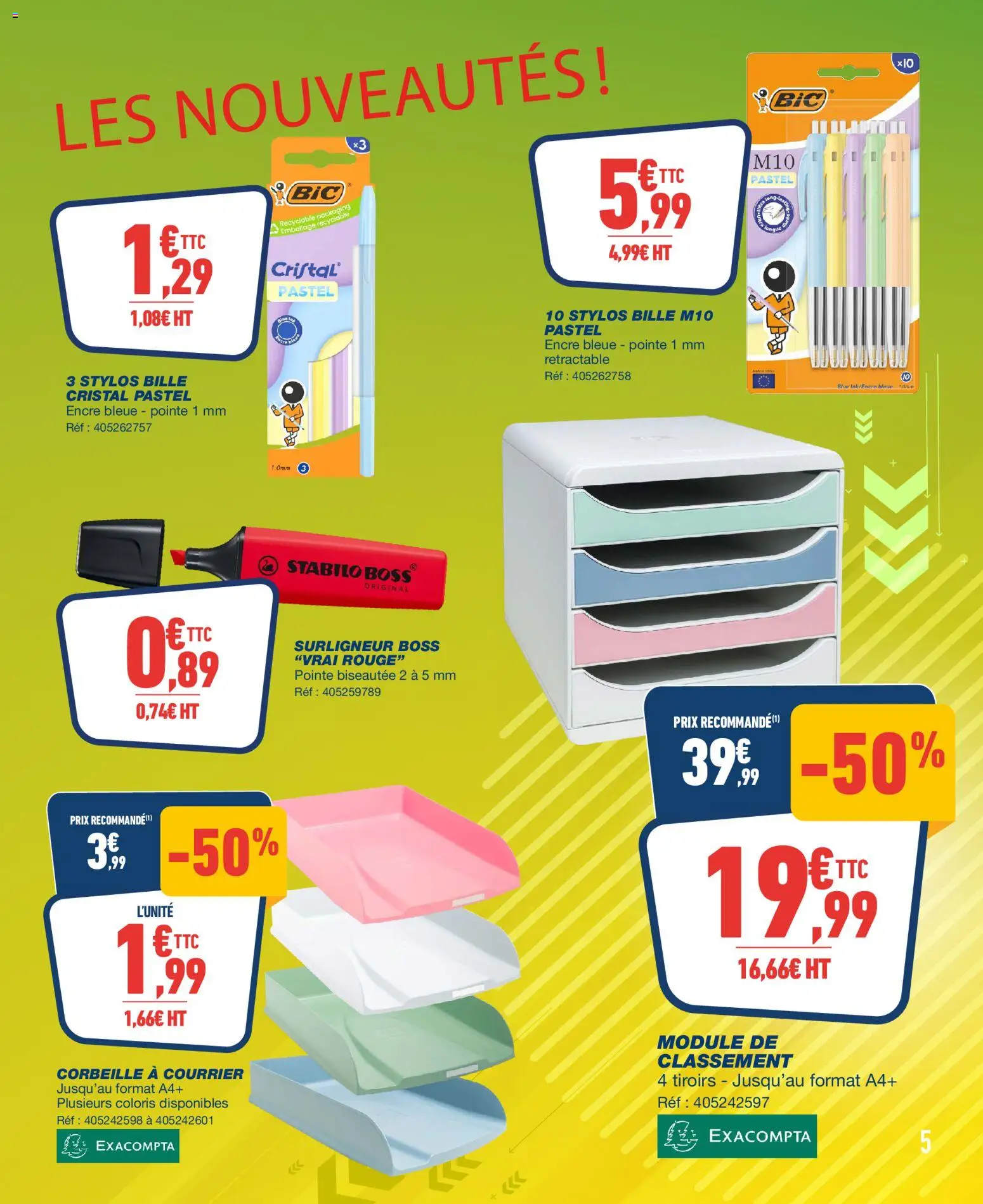 {H1} | Page: 5 | Produits: Surligneur, Tiroirs