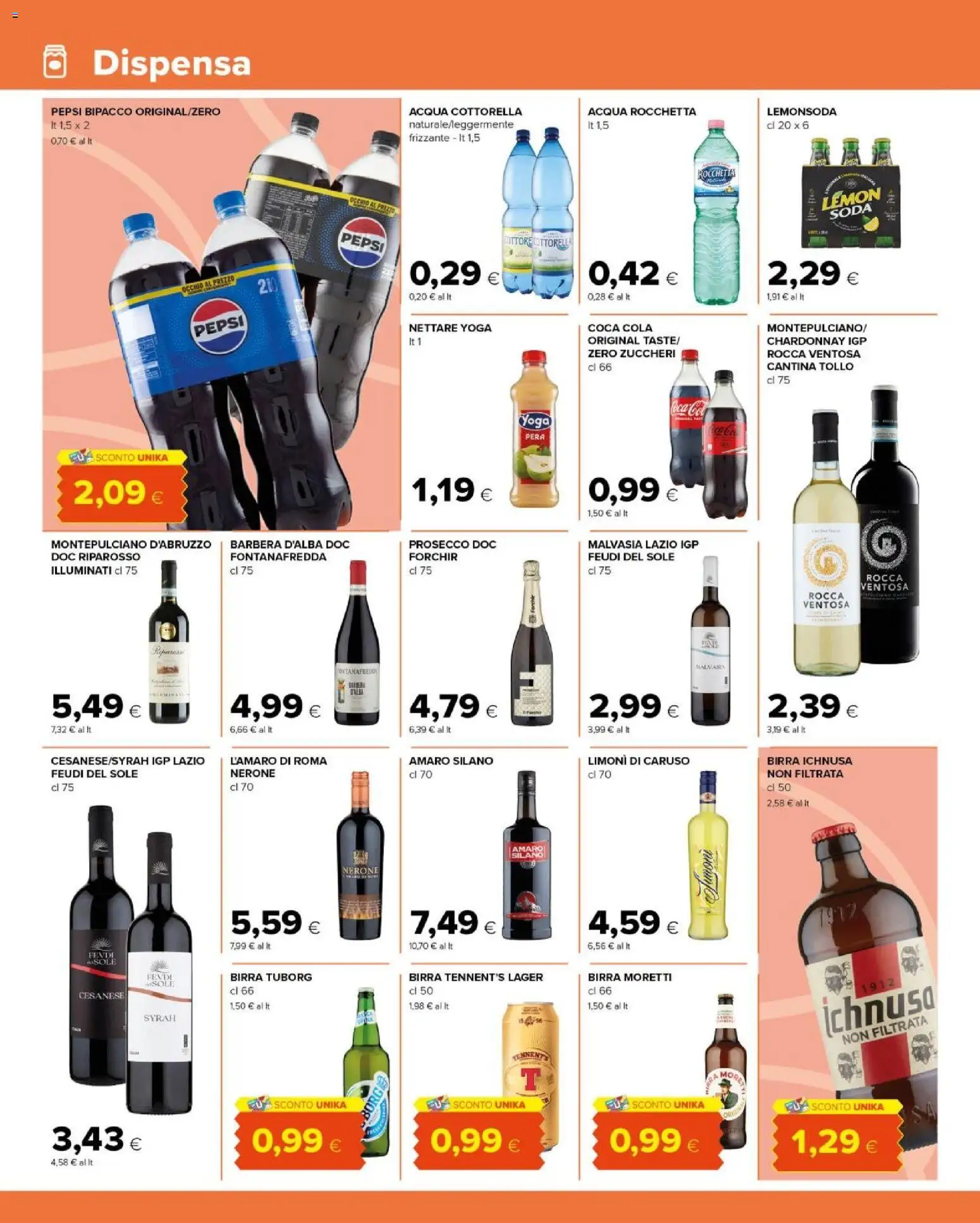 Volantino Tigre del 28.01.2026 | Pagina: 10 | Prodotti: Acqua, Pepsi, Amaro, Coca Cola
