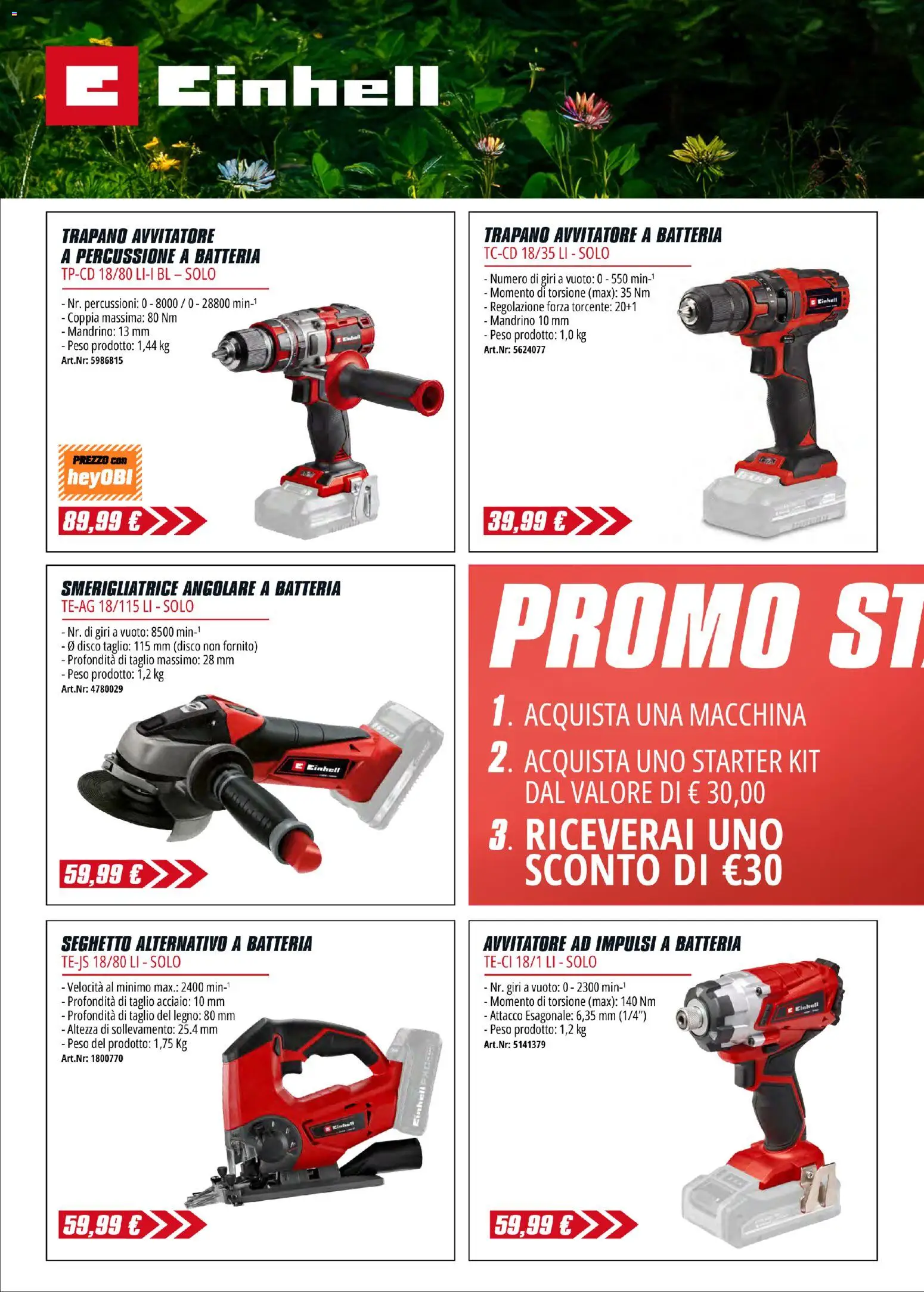 Volantino OBI del 02.04.2026 | Pagina: 12 | Prodotti: Avvitatore, Trapano, Disco, Batteria