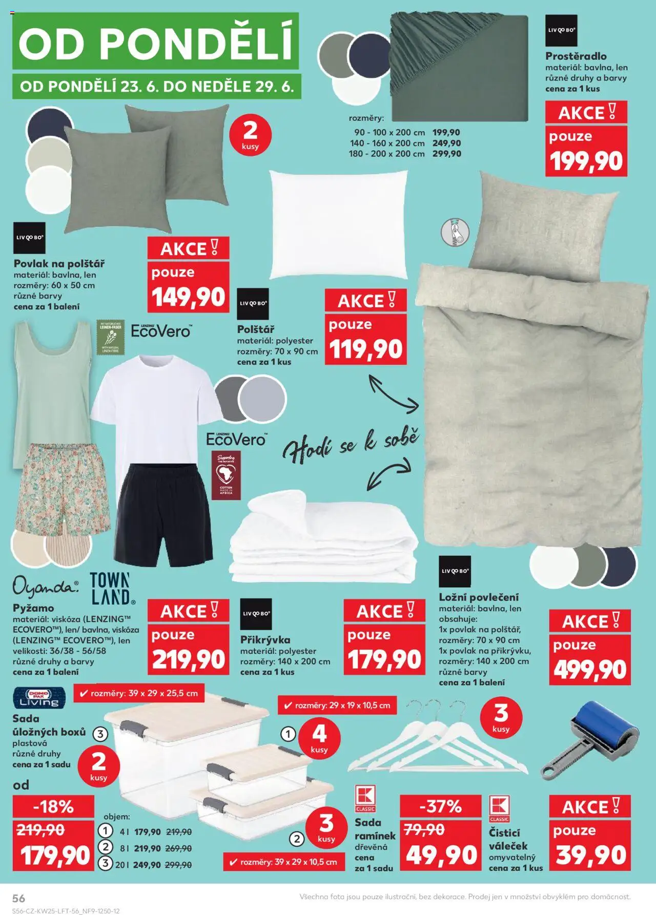 Kaufland leták od 18.06.2025 | Strana: 56 | Produkty: Ložní povlečení, Polštář, Přikrývka, Barvy