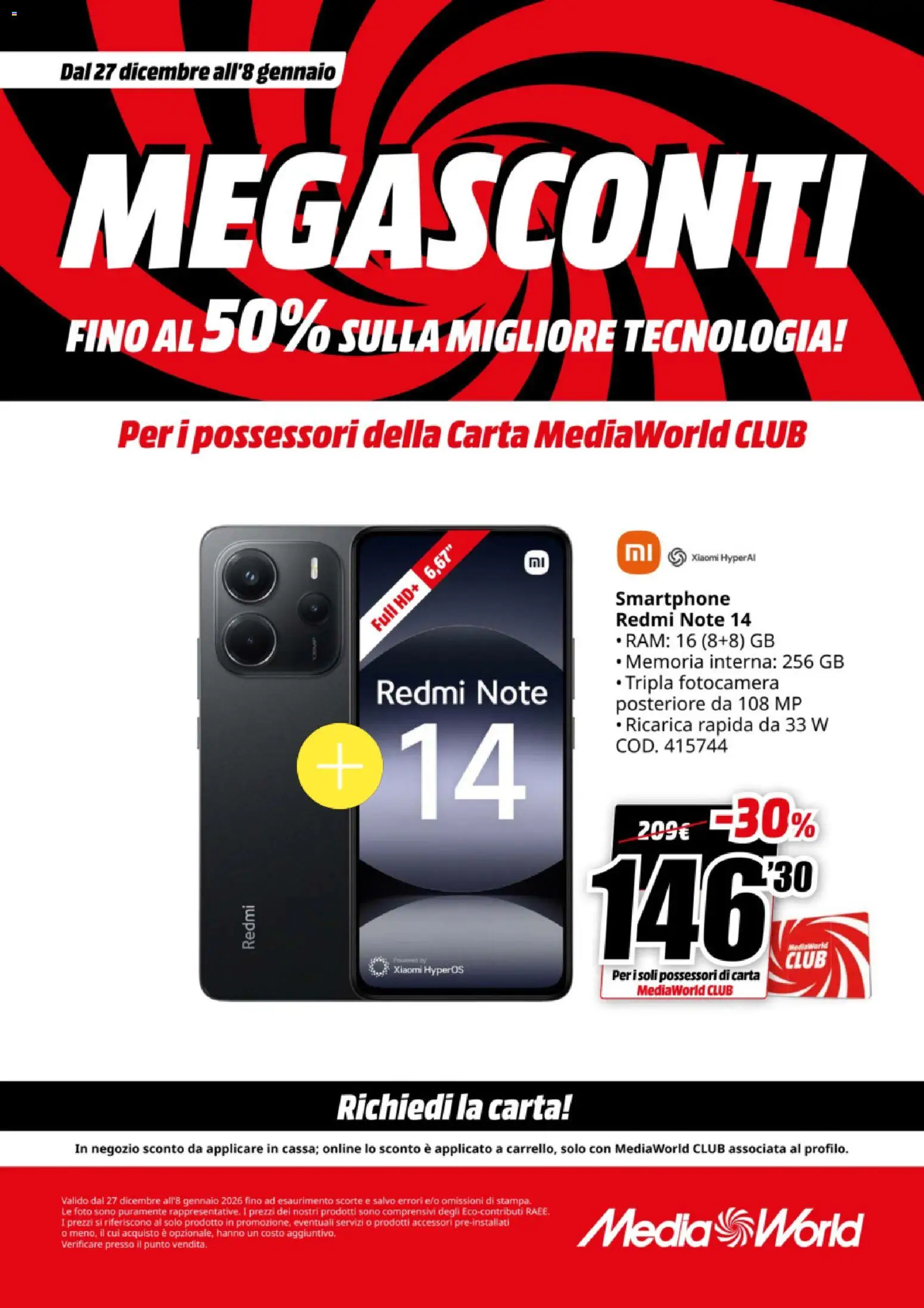 Volantino Media World del 27.12.2025 | Pagina: 7 | Prodotti: Xiaomi, Smartphone, Fotocamera