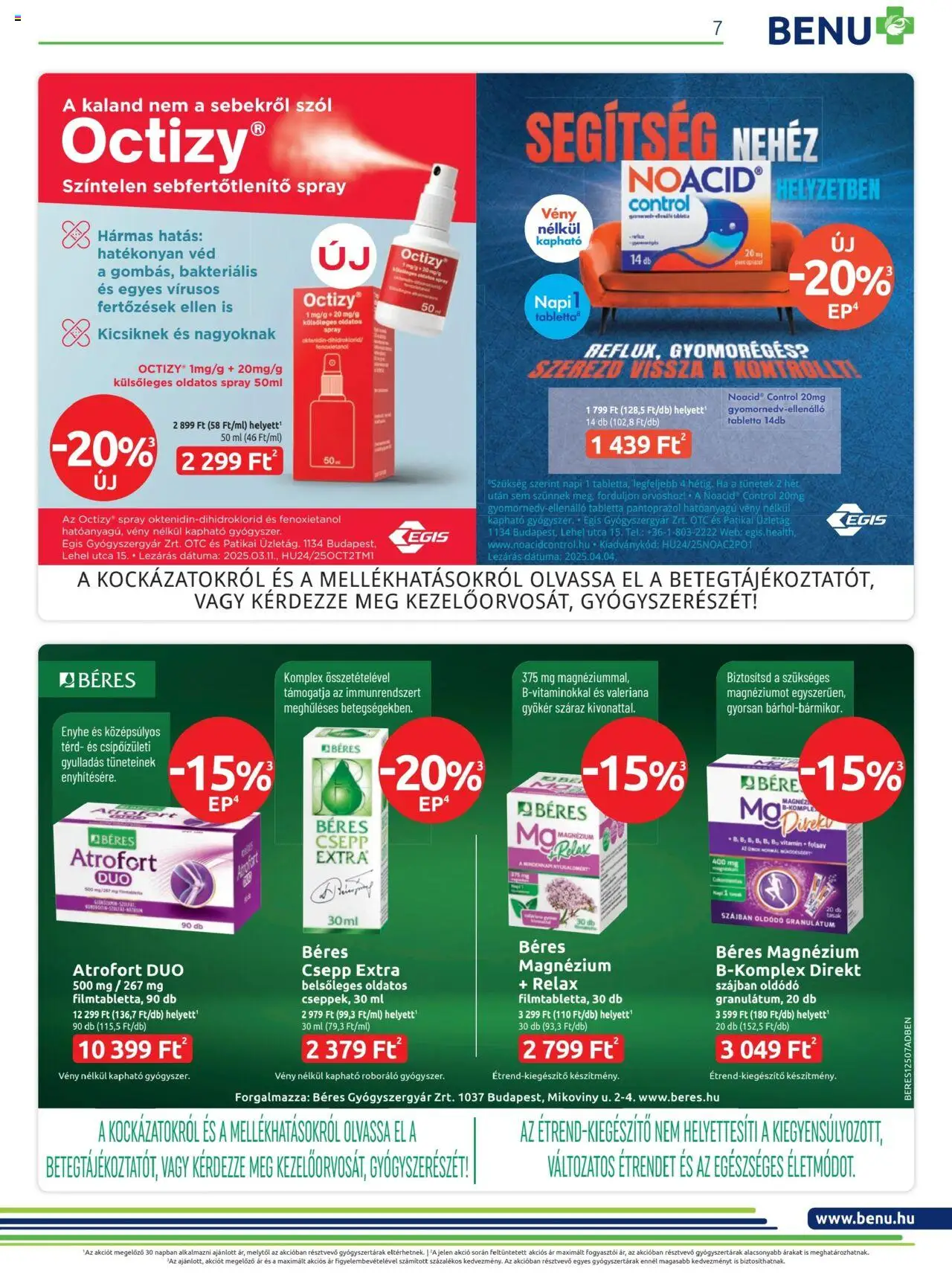 BENU Gyógyszertárak akciós ujság - amely érvényes a következő dátumtól: 01.07.2025 | Oldal: 7 | Termékek: Béres csepp
