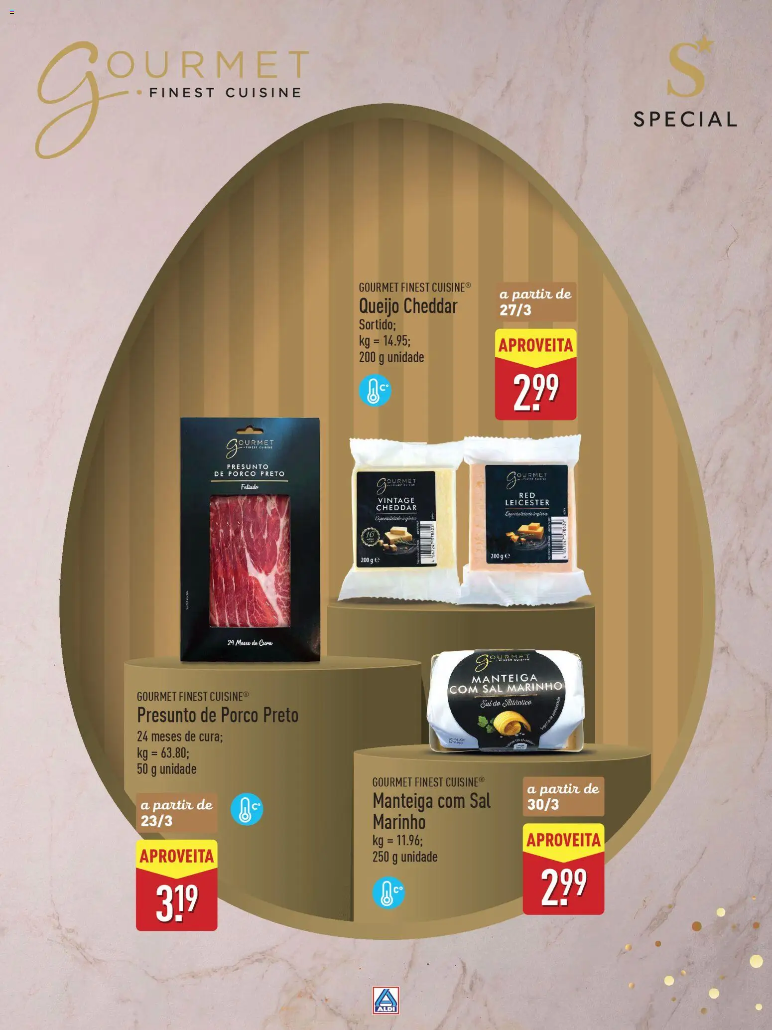 Aldi Especial Páscoa │ válido de 11.03.2026 | Página: 43 | Produtos: Sal, Queijo, Cheddar, Presunto