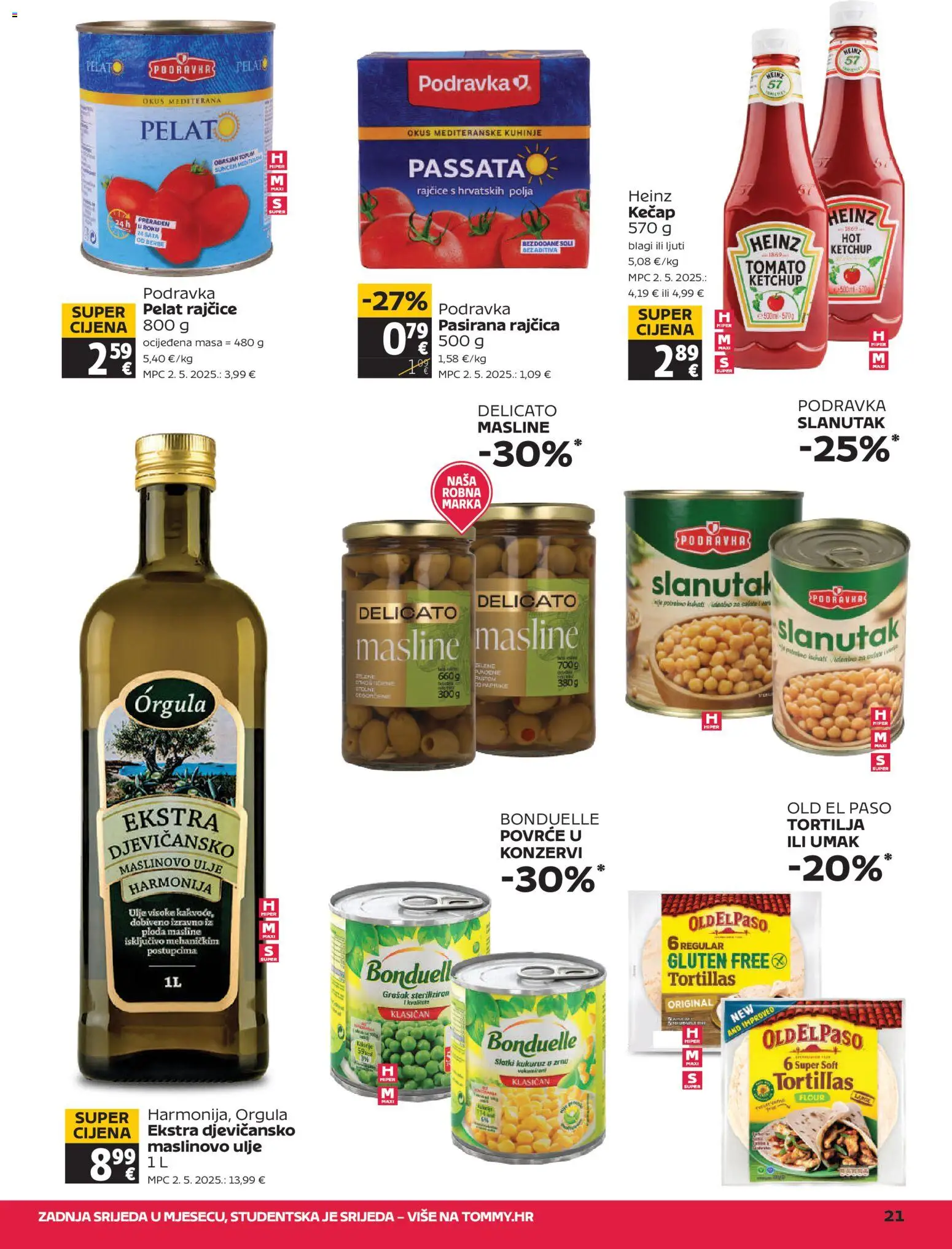 Tommy katalog | vrijedi od 19.03.2026 | Stranica: 21 | Proizvodi: Podravka, Masline, Kečap, Slanutak