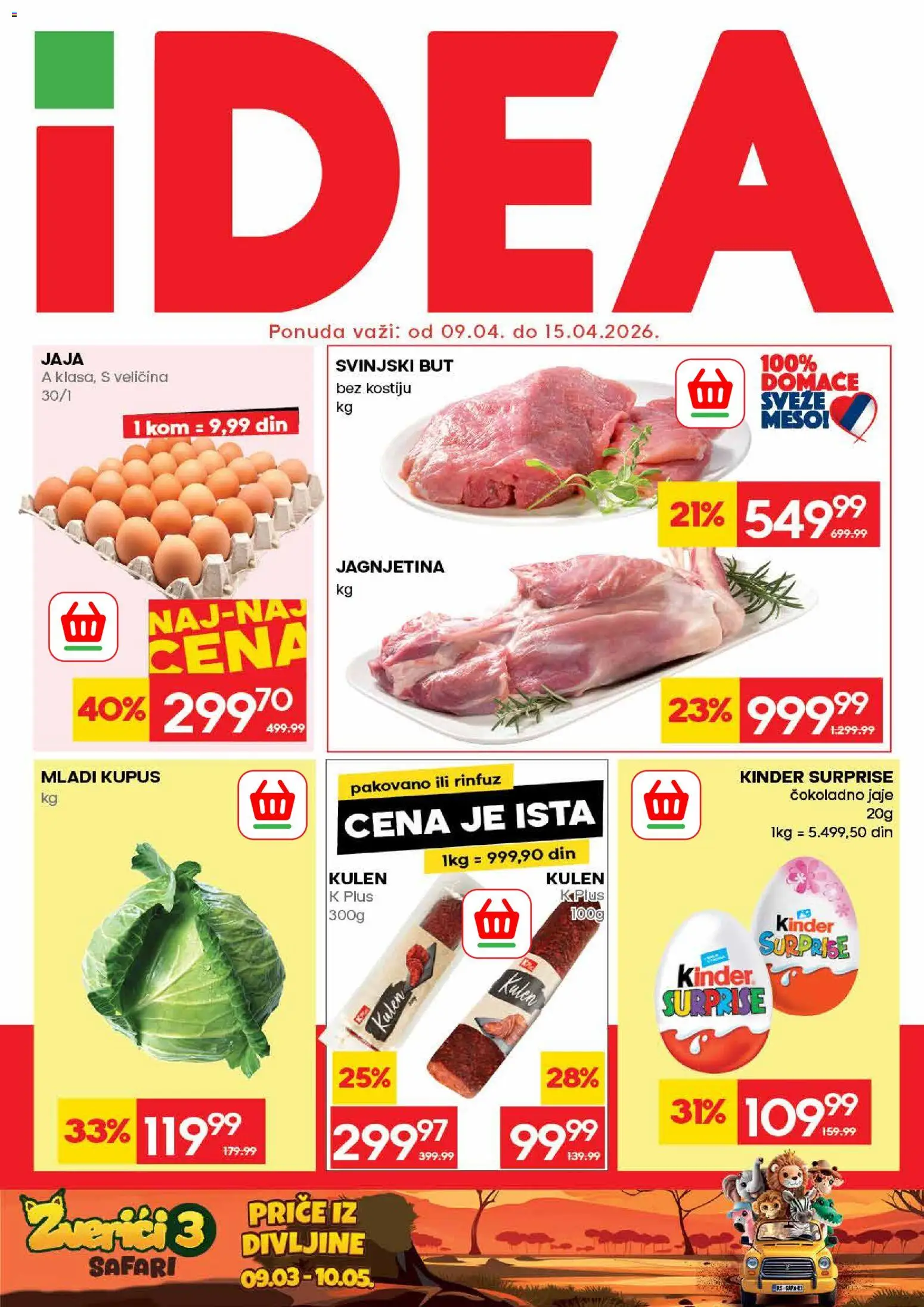 Idea katalog - važi od 09.04.2026 | Strana: 1 | Proizvode: Kulen, Kupus, Jaja, Svinjski but